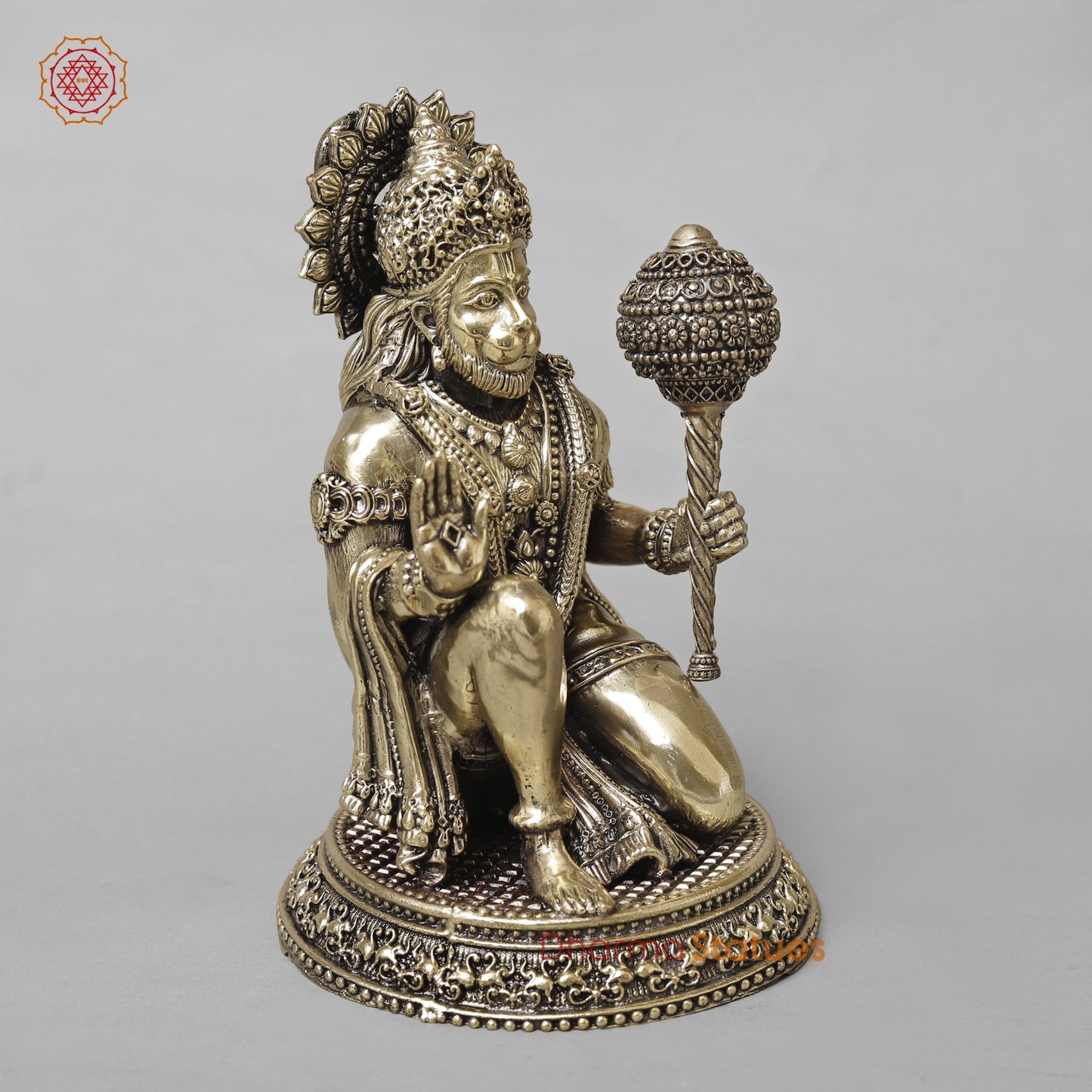 Brass Hanuman Ji Seated Fine 8”