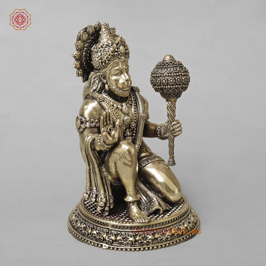 Brass Hanuman Ji Seated Fine 8”