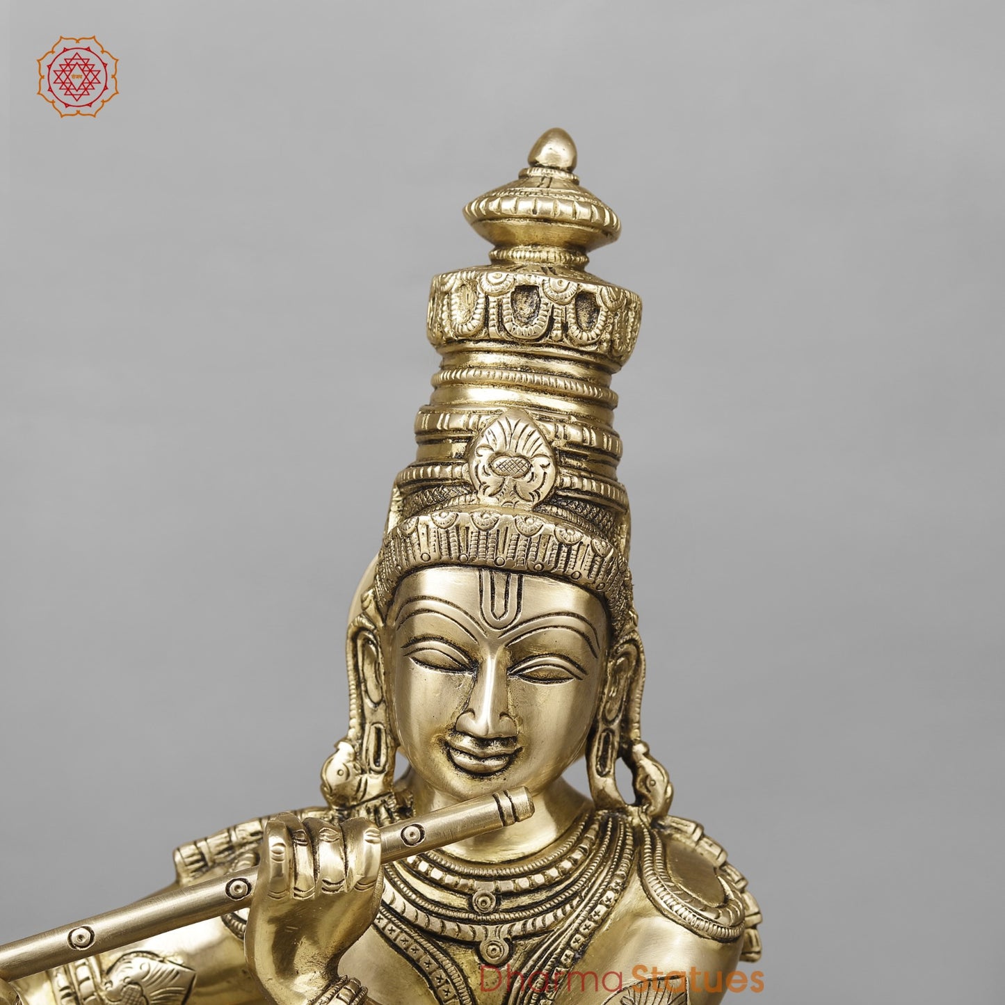 Brass Krishna Standing Fine, Smooth Finish 23”