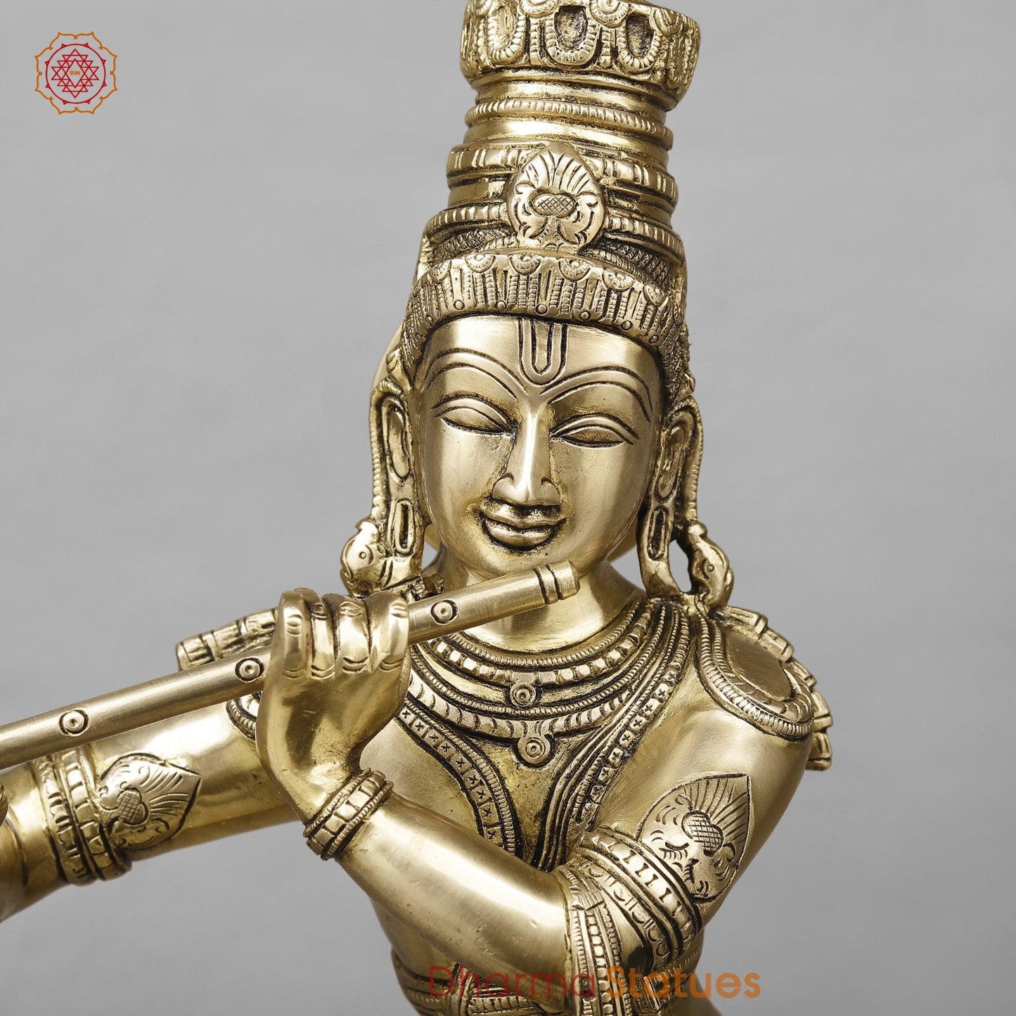 Brass Krishna Standing Fine, Smooth Finish 23”