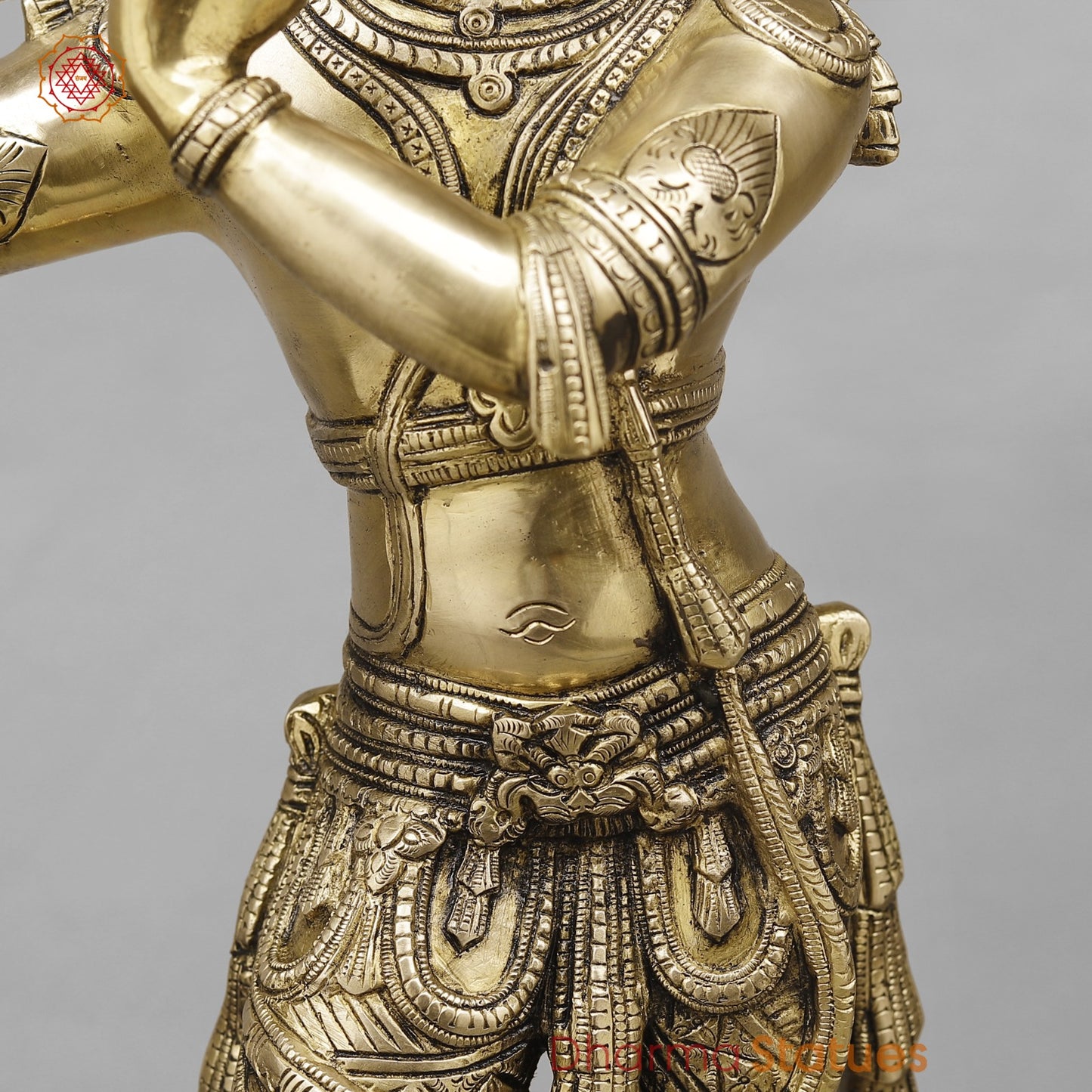 Brass Krishna Standing Fine, Smooth Finish 23”