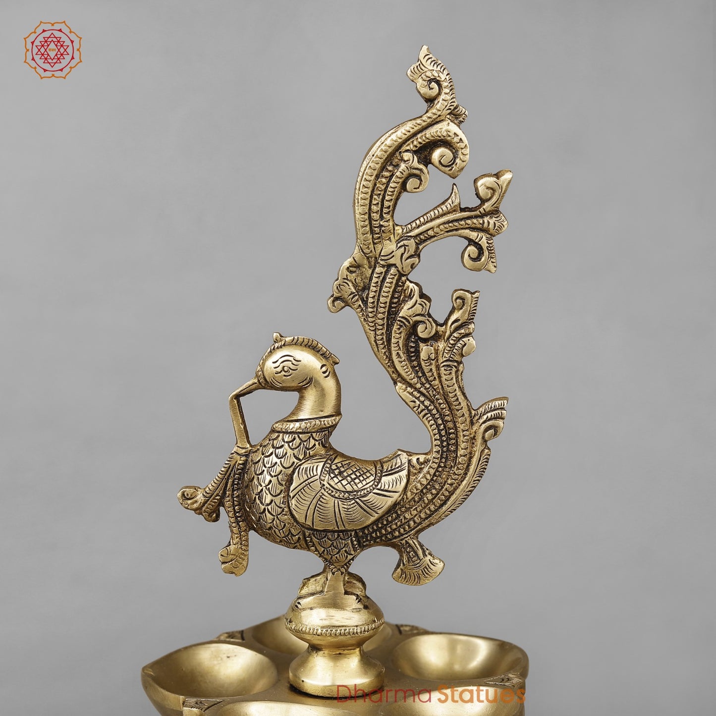 Brass South India Peacock Lamps Fine, Smooth Finish 27” (Set of 2 pcs)