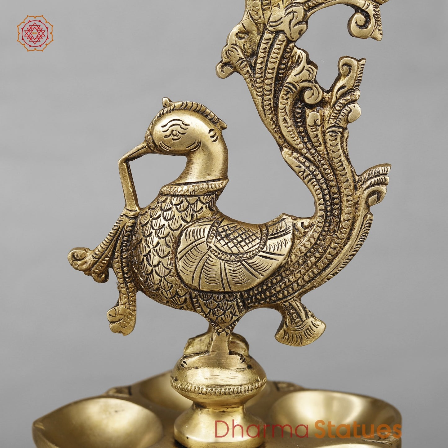 Brass South India Peacock Lamps Fine, Smooth Finish 27” (Set of 2 pcs)
