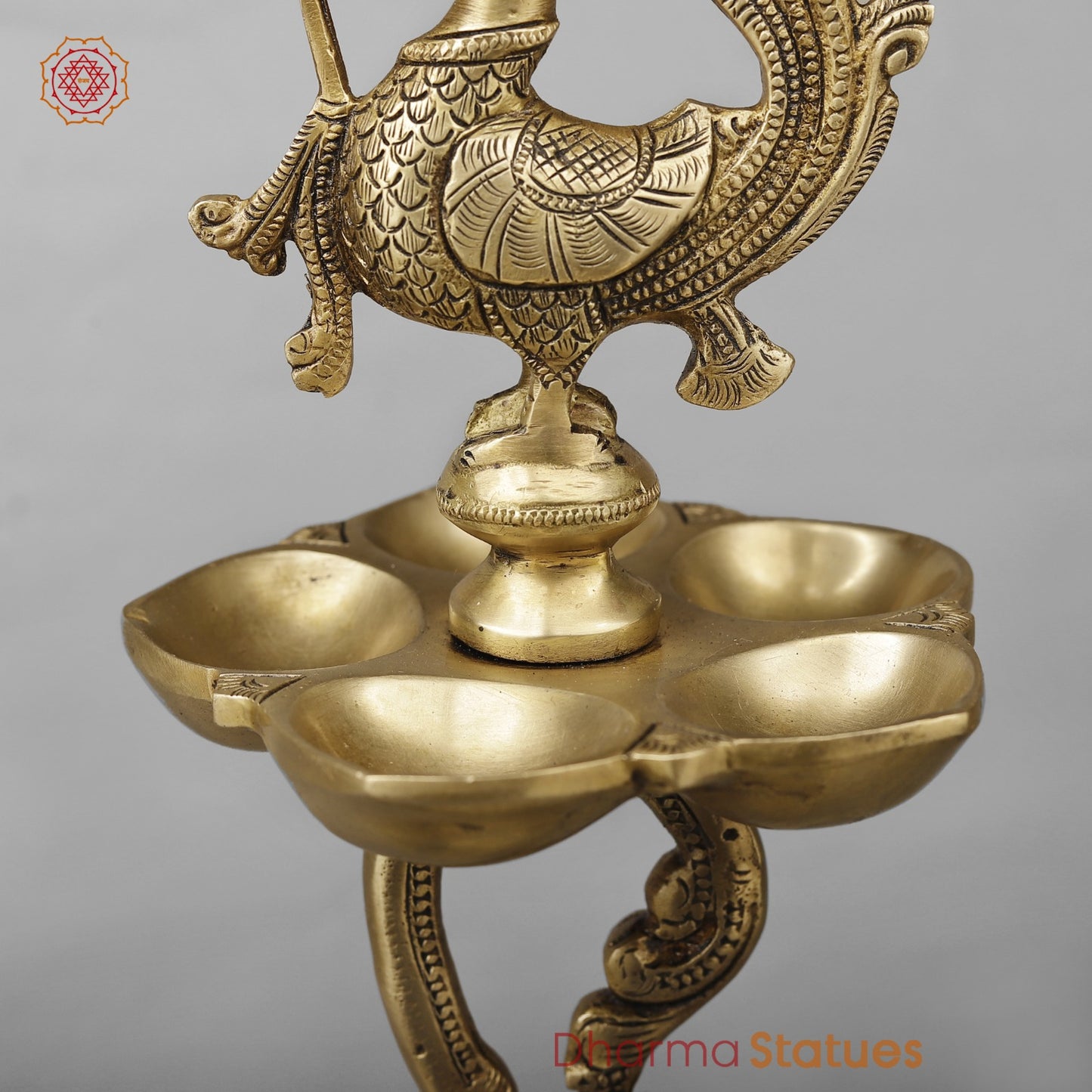 Brass South India Peacock Lamps Fine, Smooth Finish 27” (Set of 2 pcs)