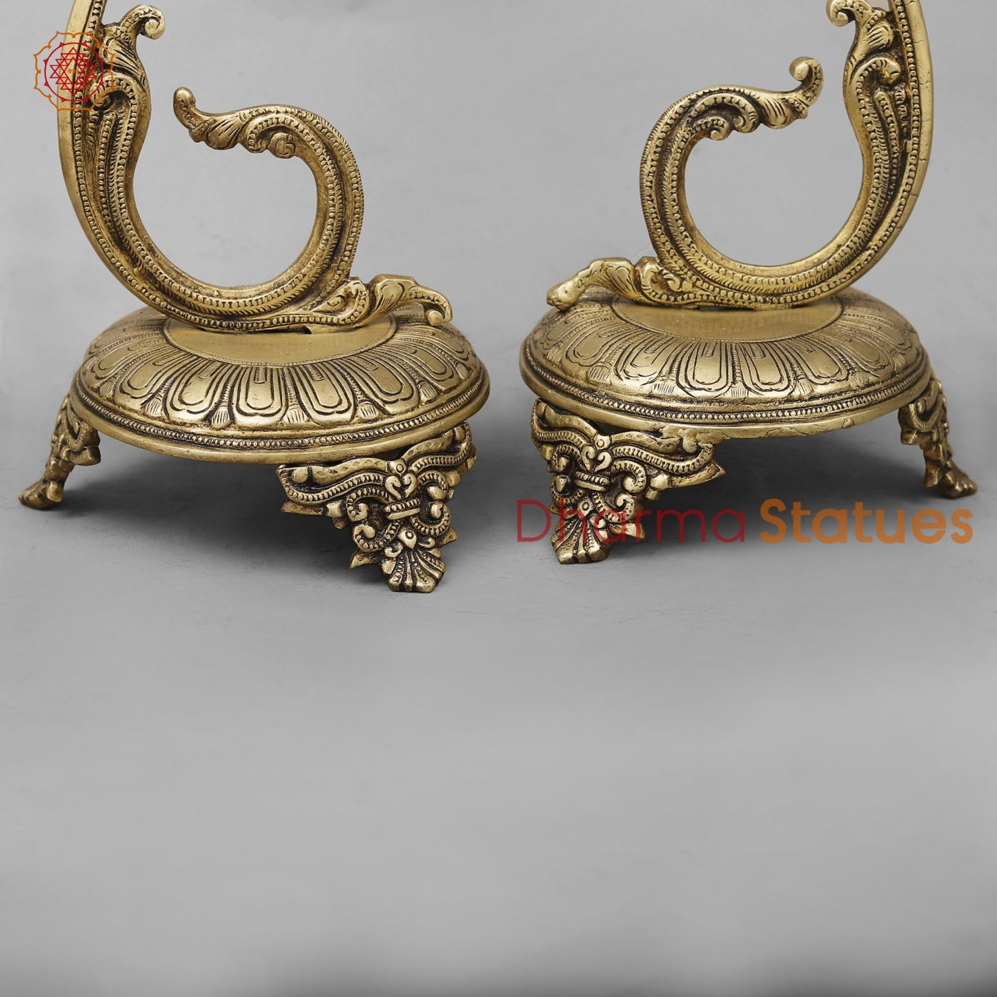 Brass South India Peacock Lamps Fine, Smooth Finish 27” (Set of 2 pcs)