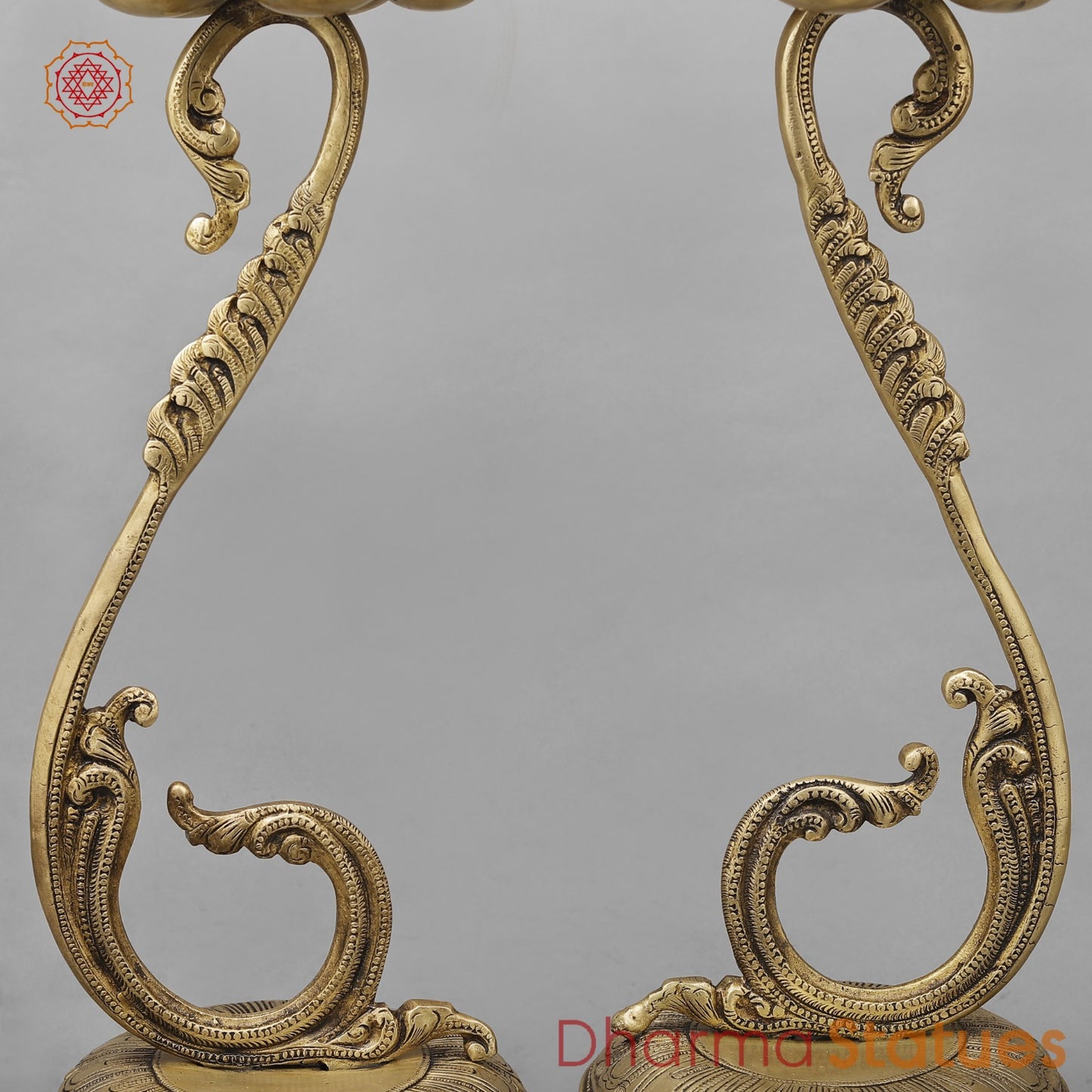 Brass South India Peacock Lamps Fine, Smooth Finish 27” (Set of 2 pcs)