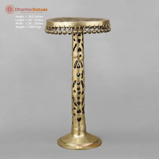 Brass Pedestal Chowki With Jali work, smooth finish 19.5”