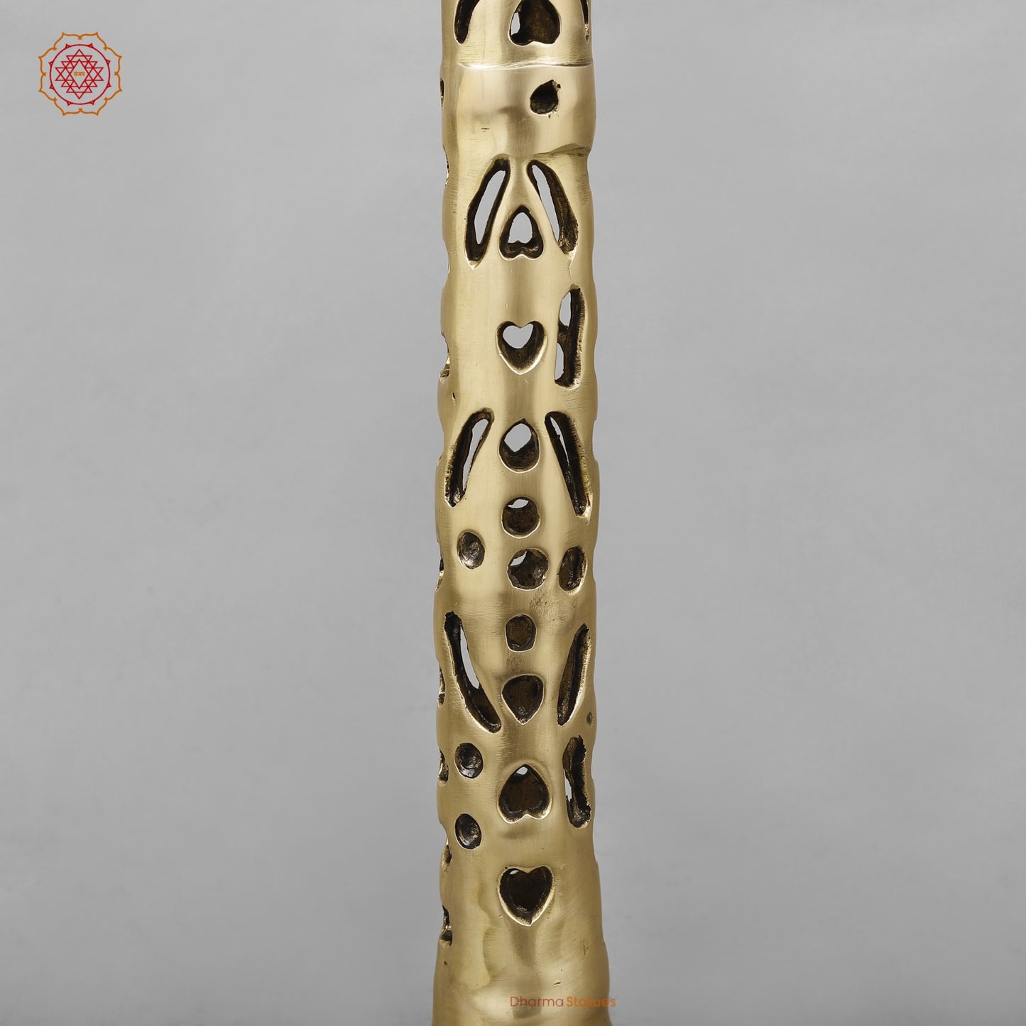 Brass Pedestal Chowki With Jali work, smooth finish 19.5”