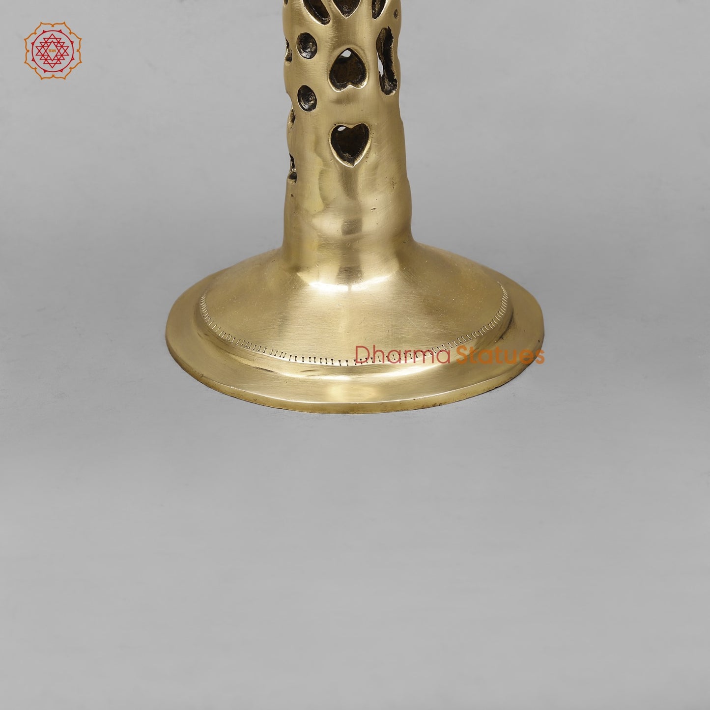 Brass Pedestal Chowki With Jali work, smooth finish 19.5”