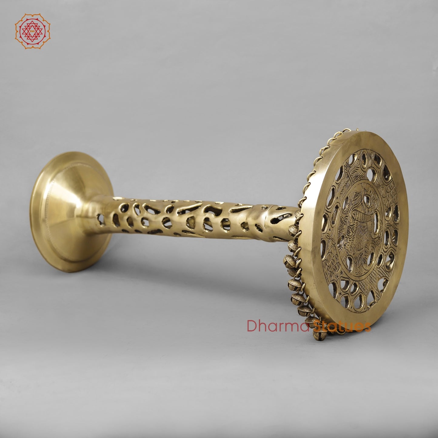 Brass Pedestal Chowki With Jali work, smooth finish 19.5”