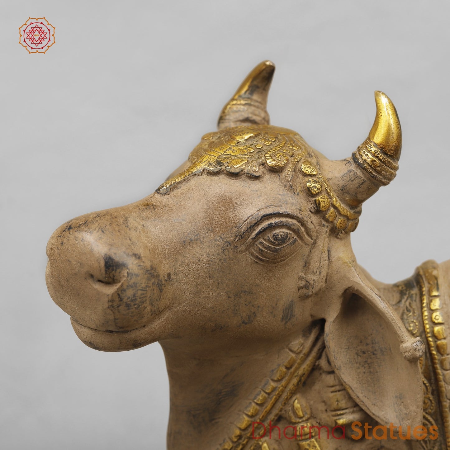 Brass Nandi seated Fine, Antique Patina 20”