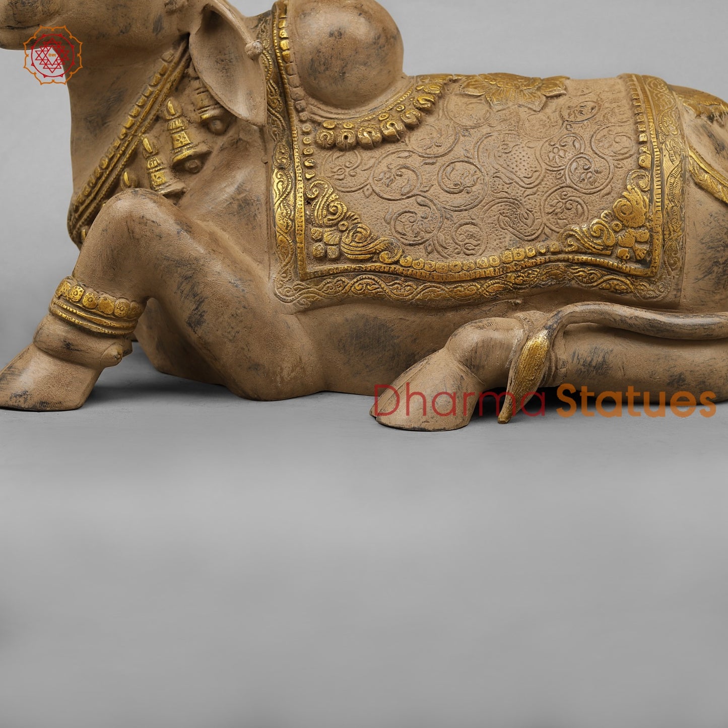 Brass Nandi seated Fine, Antique Patina 20”