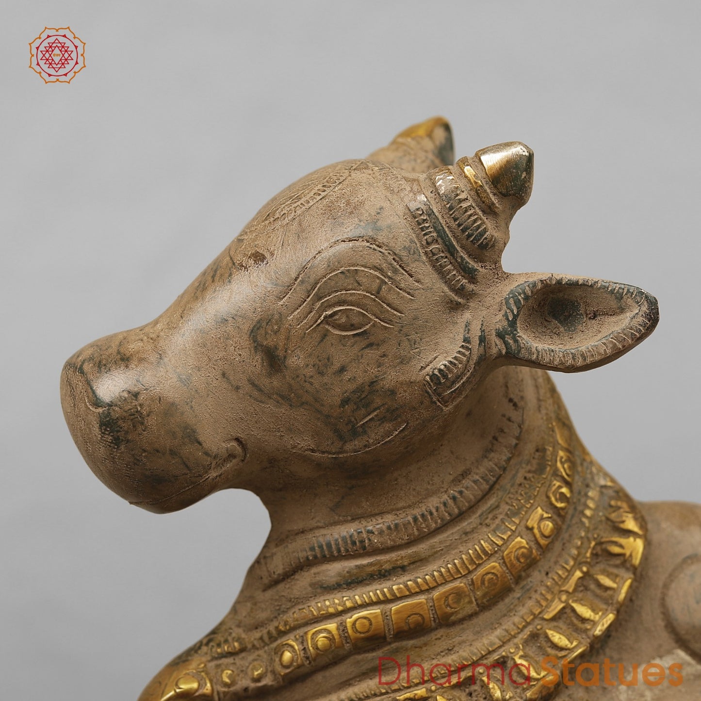 Brass Nandi Seated, Antique Finish 9”