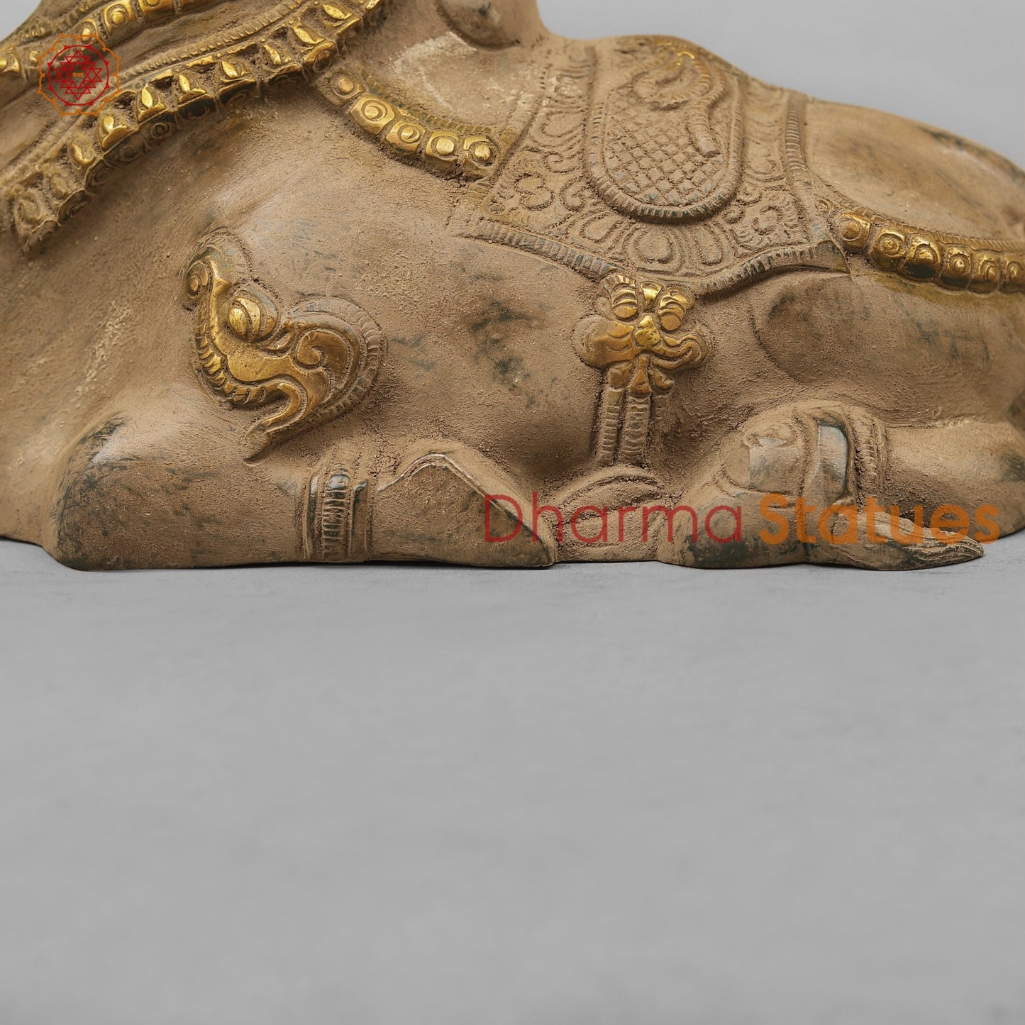 Brass Nandi Seated, Antique Finish 9”