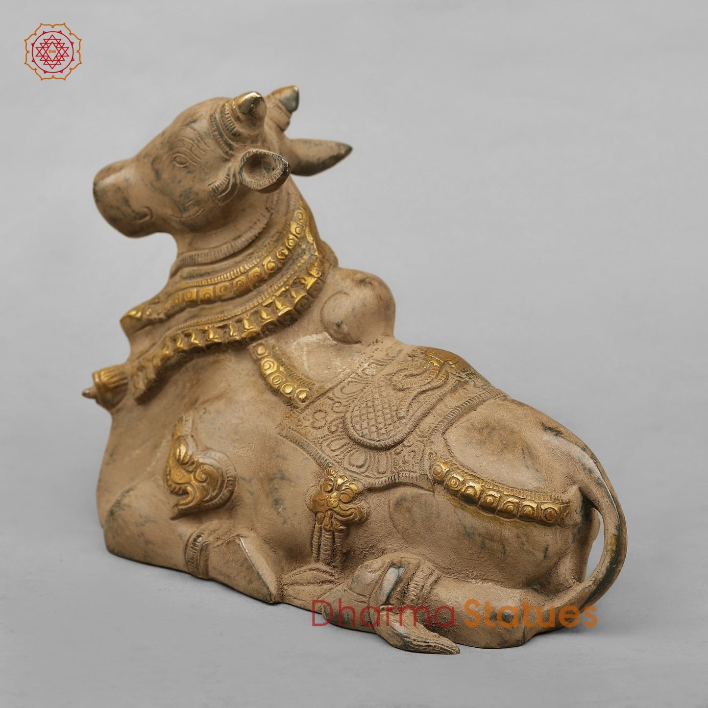 Brass Nandi Seated, Antique Finish 9”