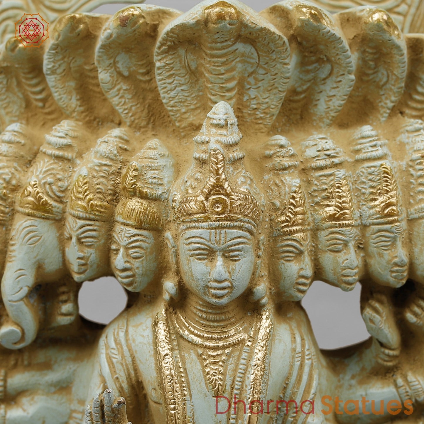 Brass Viratroop Vishnu with Arch, Antique green Finish 14”