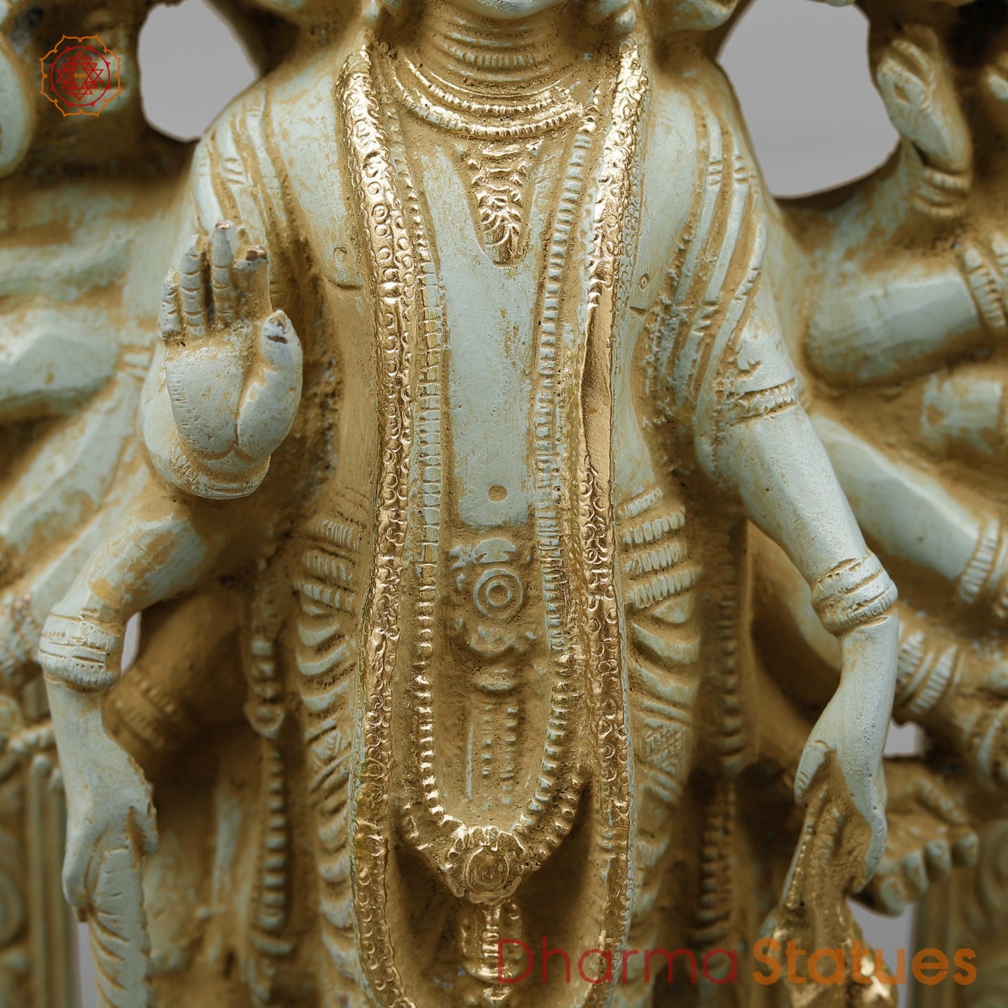 Brass Viratroop Vishnu with Arch, Antique green Finish 14”