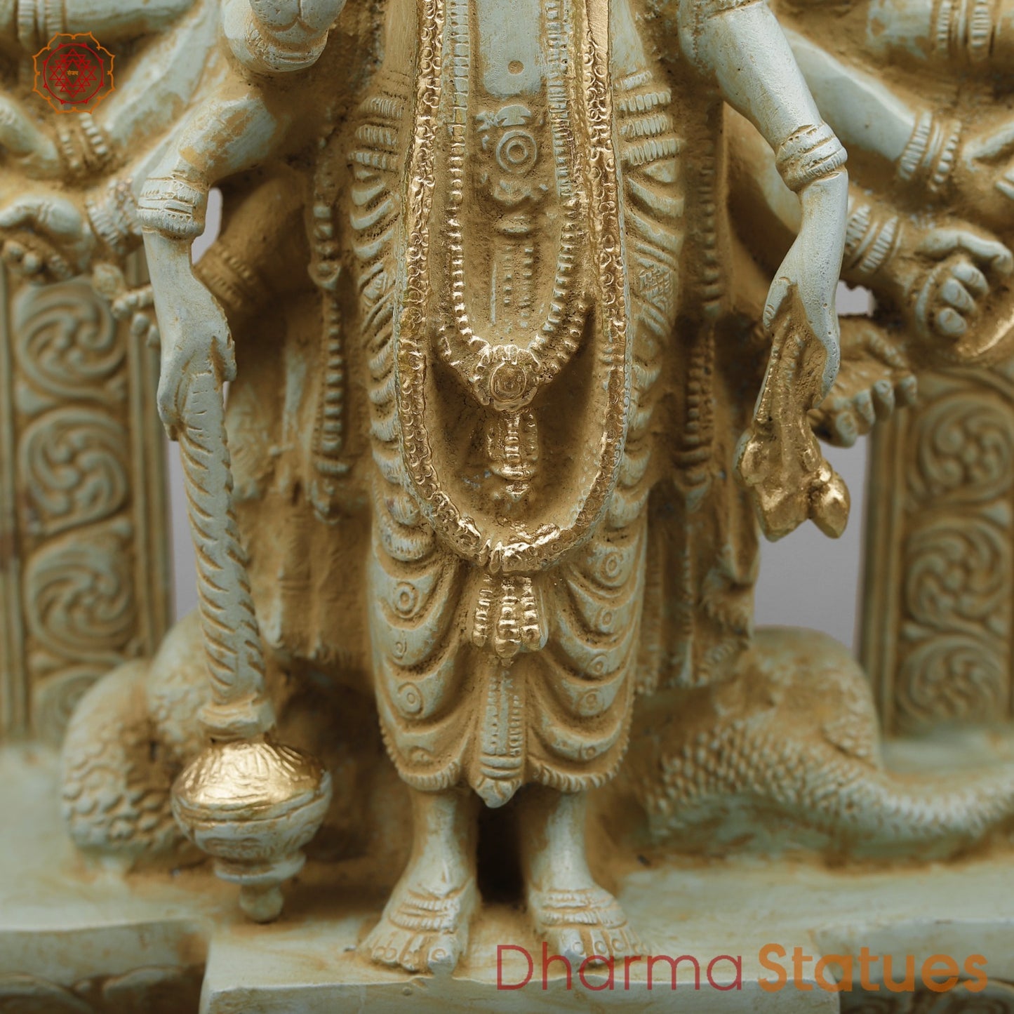 Brass Viratroop Vishnu with Arch, Antique green Finish 14”