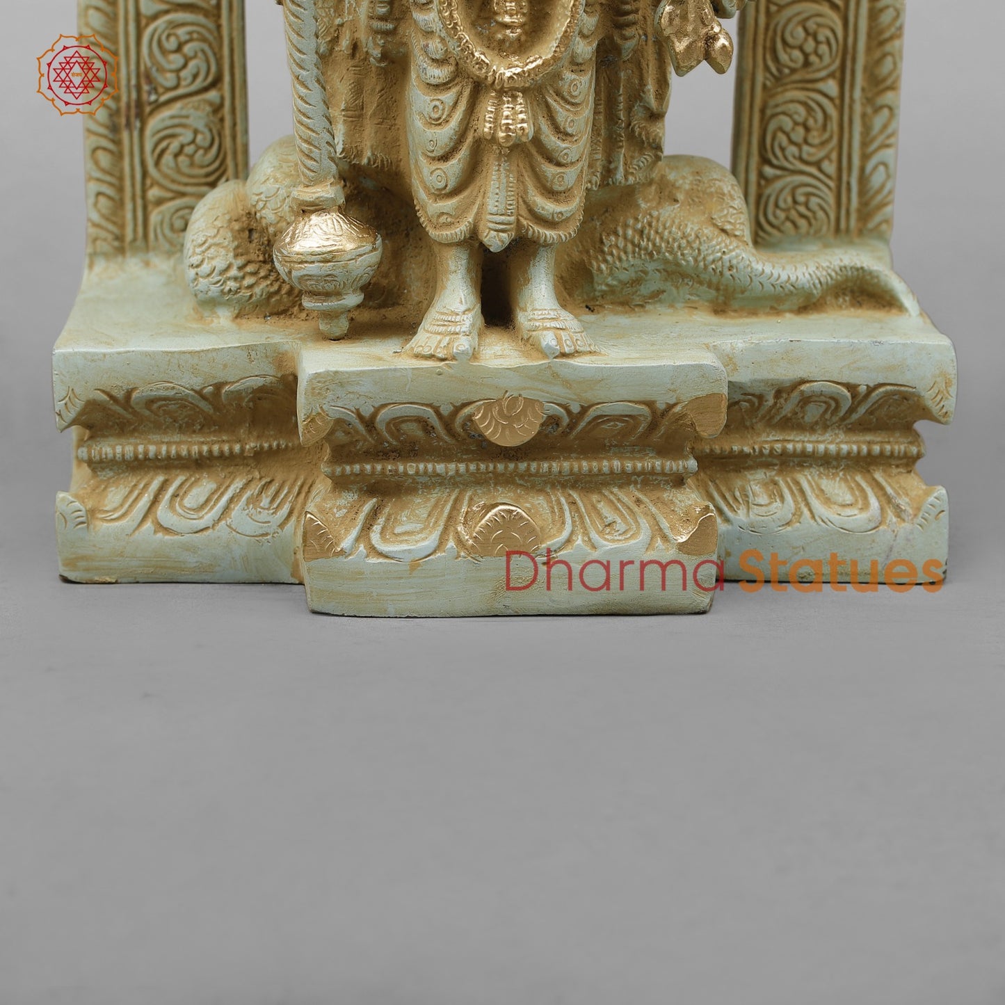 Brass Viratroop Vishnu with Arch, Antique green Finish 14”