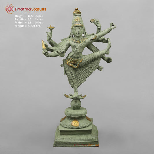 Brass Perumal Standing, Green Antique Finish 16.5”