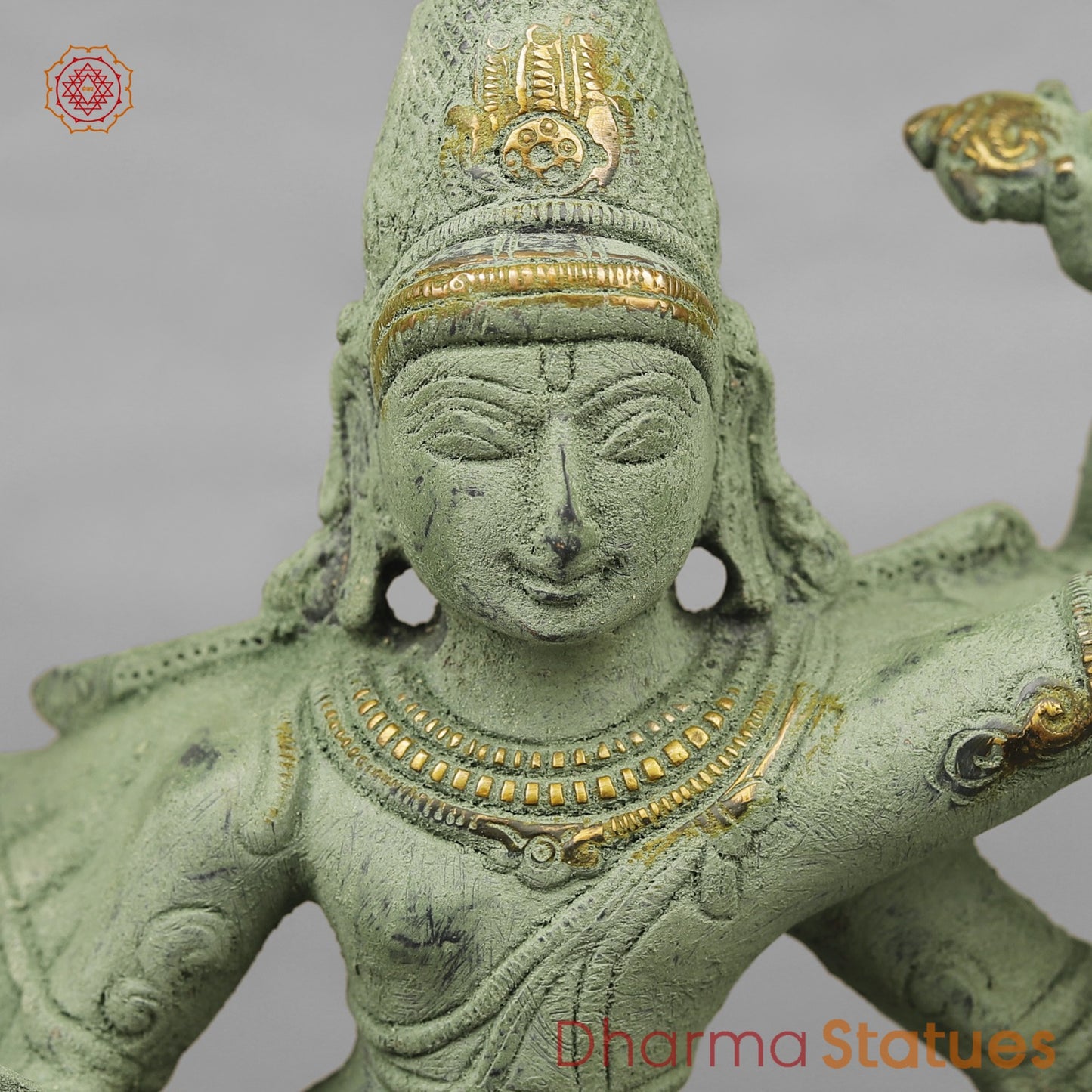 Brass Perumal Standing, Green Antique Finish 16.5”