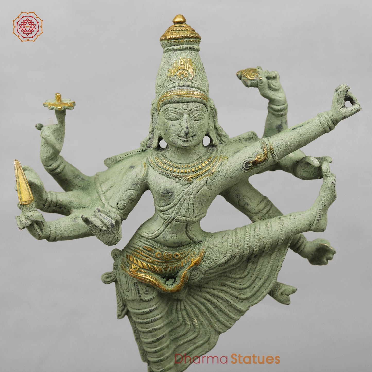 Brass Perumal Standing, Green Antique Finish 16.5”
