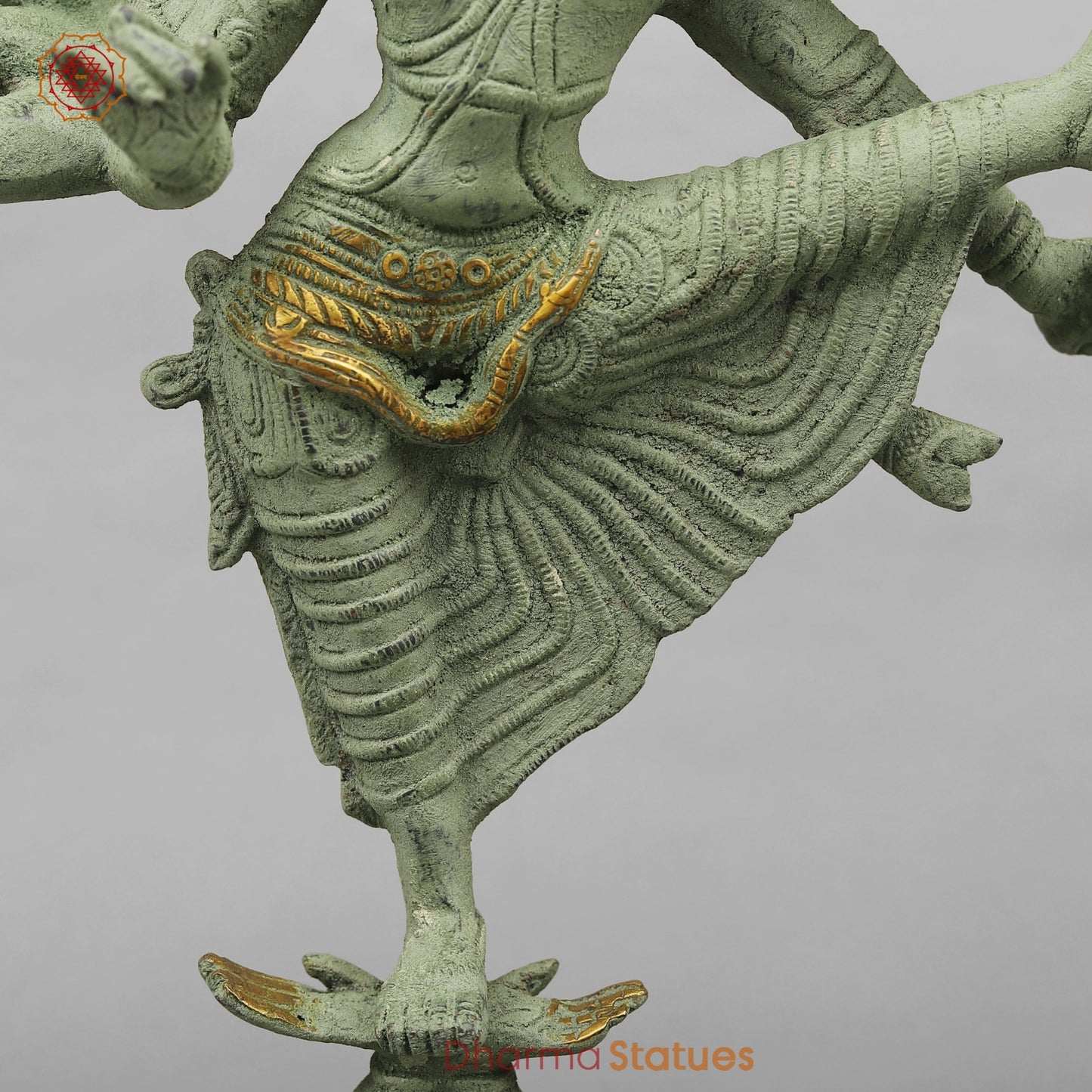 Brass Perumal Standing, Green Antique Finish 16.5”