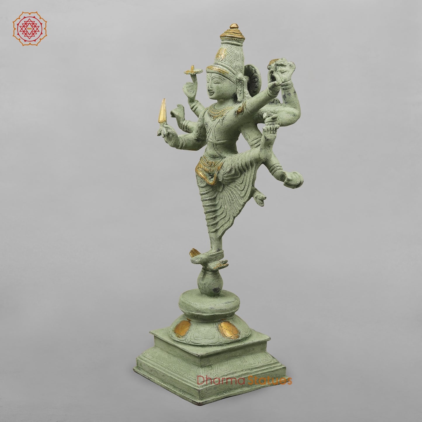 Brass Perumal Standing, Green Antique Finish 16.5”