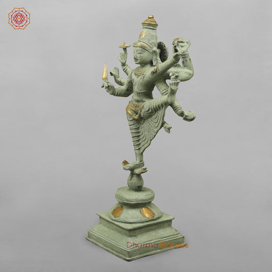 Brass Perumal Standing, Green Antique Finish 16.5”
