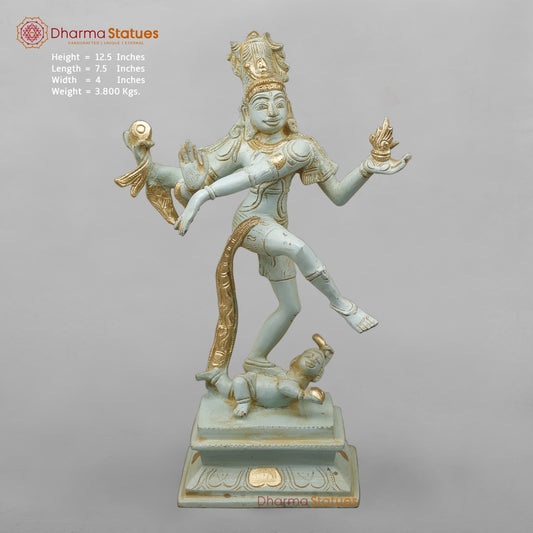 Brass Dancing Shiva Fine,Antique Blue and Gold finish 12.5”