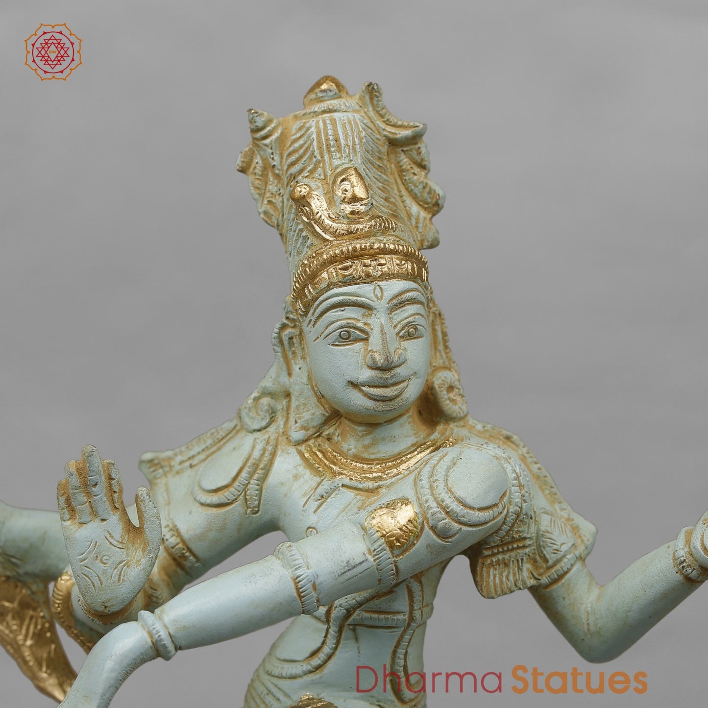 Brass Dancing Shiva Fine,Antique Blue and Gold finish 12.5”