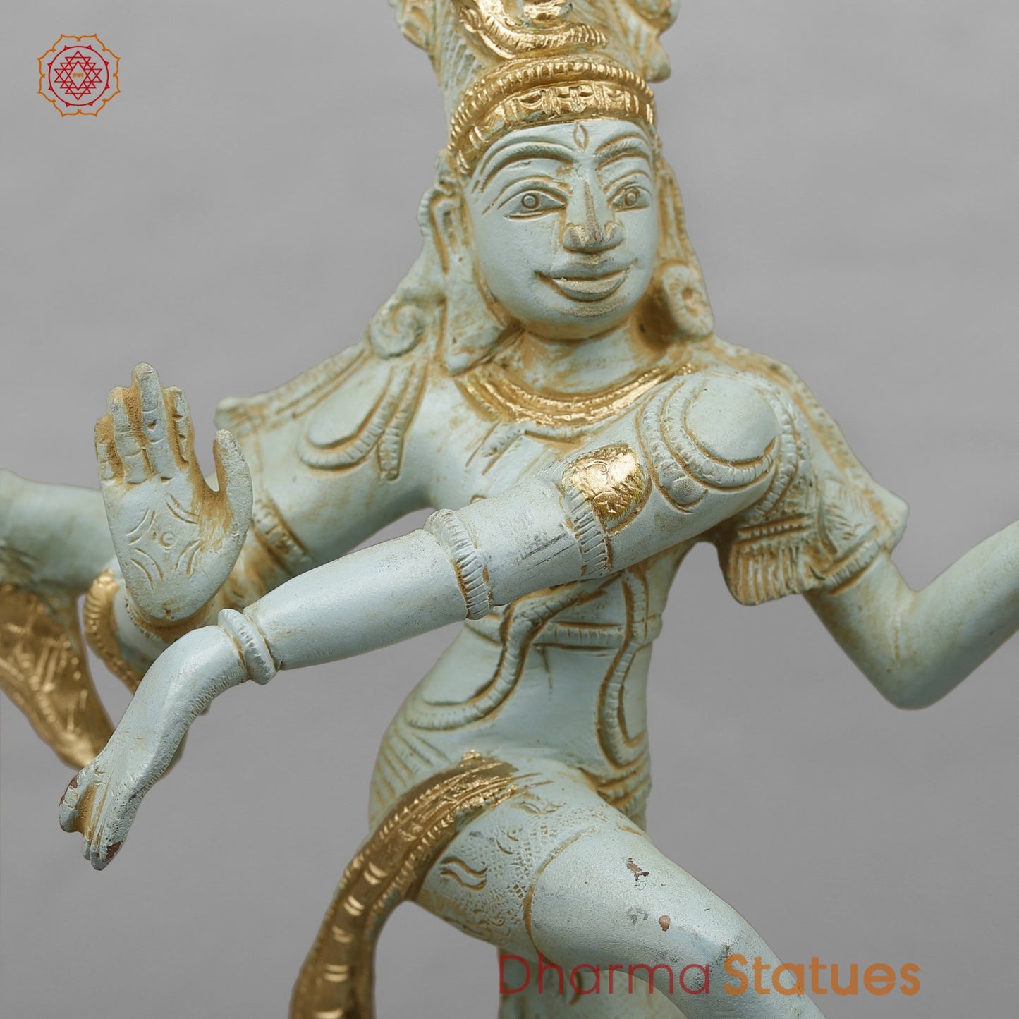 Brass Dancing Shiva Fine,Antique Blue and Gold finish 12.5”