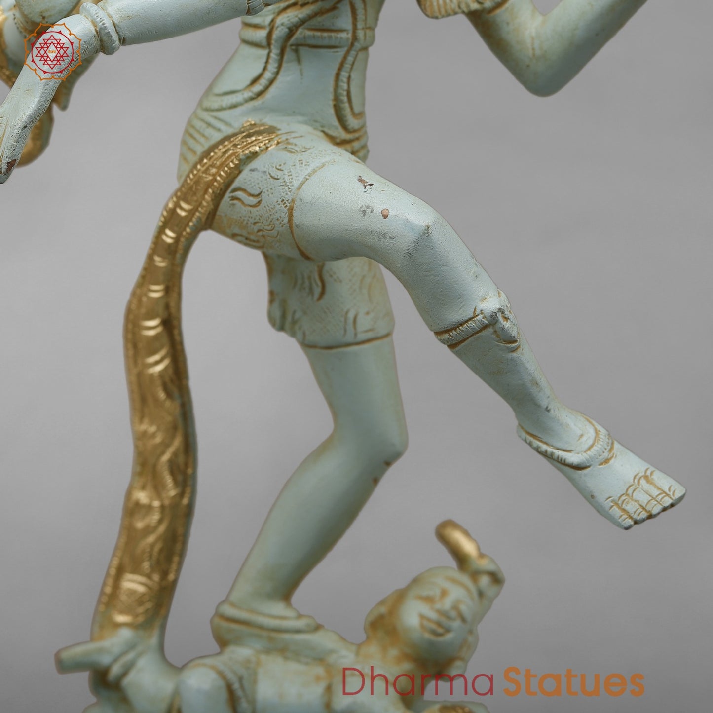 Brass Dancing Shiva Fine,Antique Blue and Gold finish 12.5”
