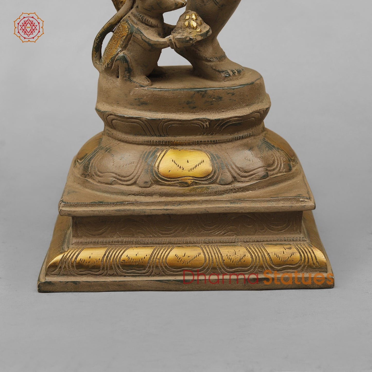 Brass Ganesh Dancing with Rat, Antique finish 18”