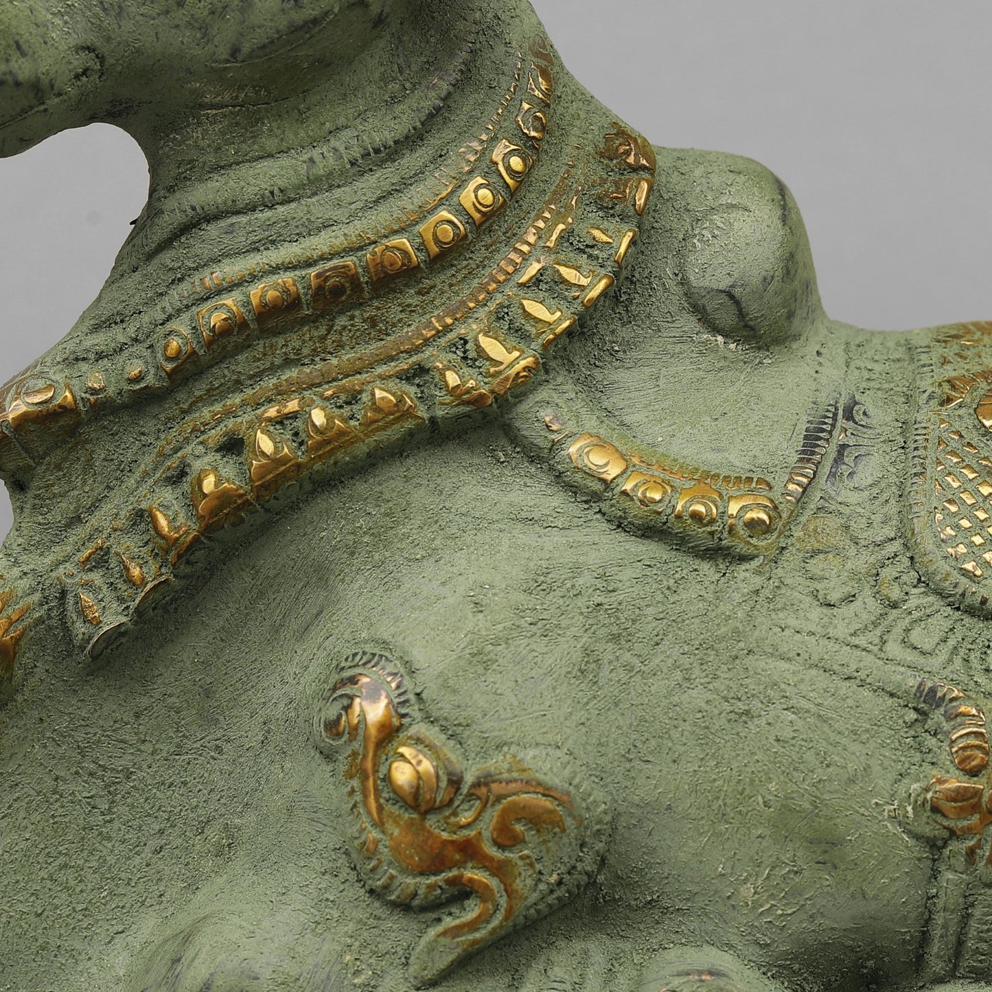 Brass Nandi Seated Fine, Green Patina Antique Finish 9.5”