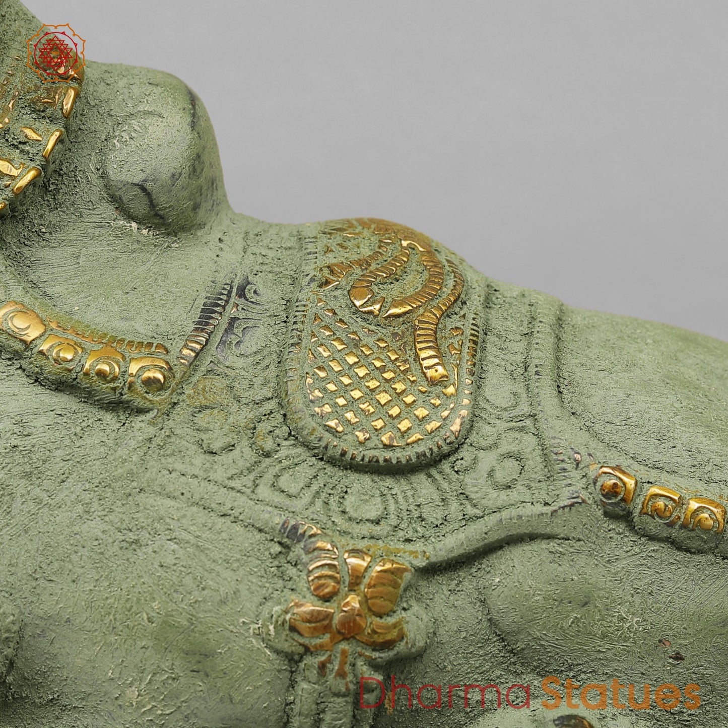 Brass Nandi Seated Fine, Green Patina Antique Finish 9.5”