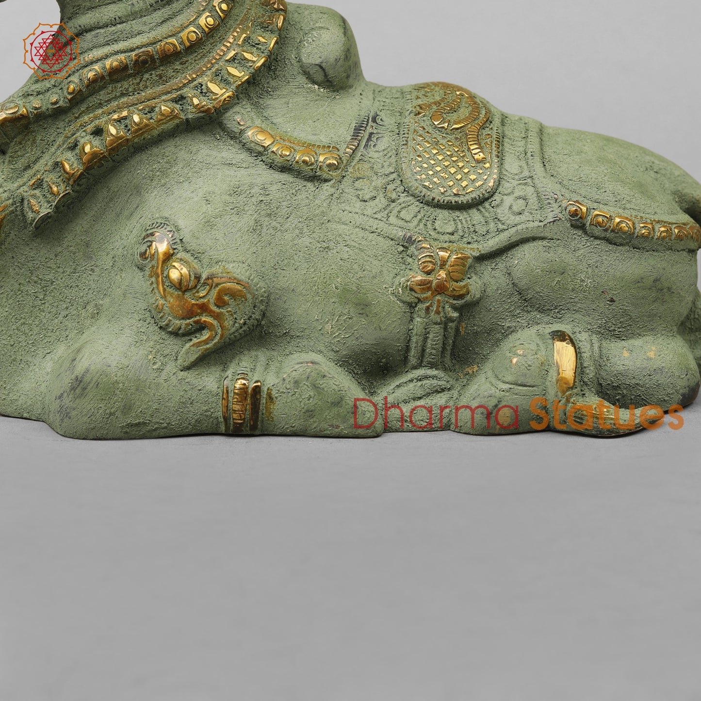 Brass Nandi Seated Fine, Green Patina Antique Finish 9.5”