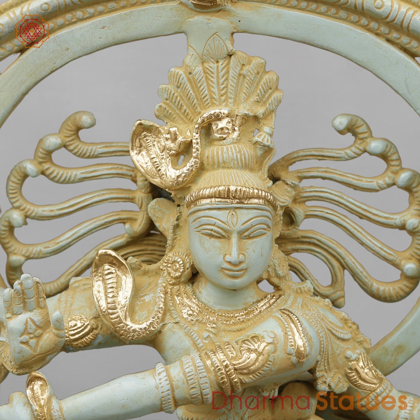 Brass Natraj Fine With Om, Light Turquoise finish with Gold 21”
