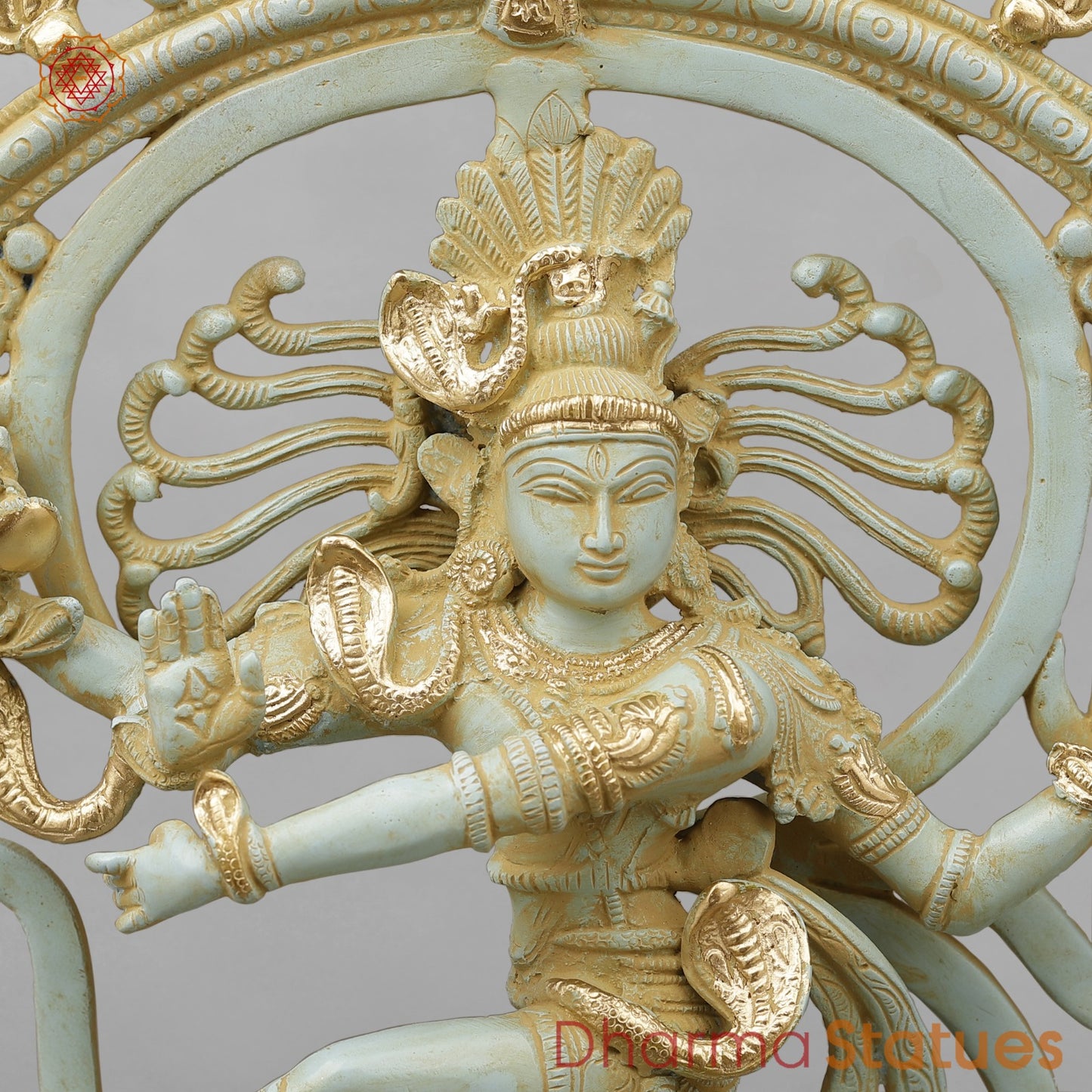 Brass Natraj Fine With Om, Light Turquoise finish with Gold 21”