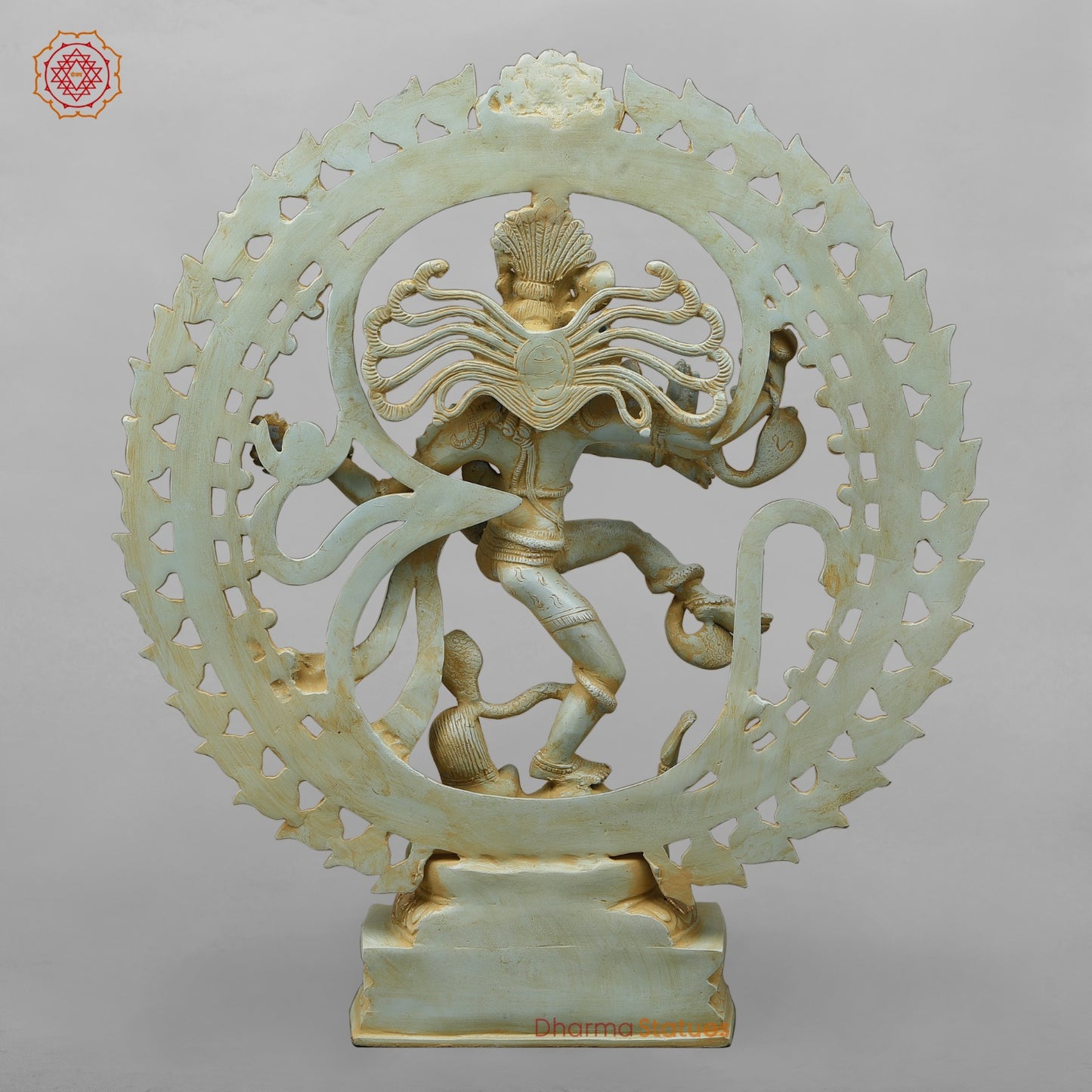Brass Natraj Fine With Om, Light Turquoise finish with Gold 21”