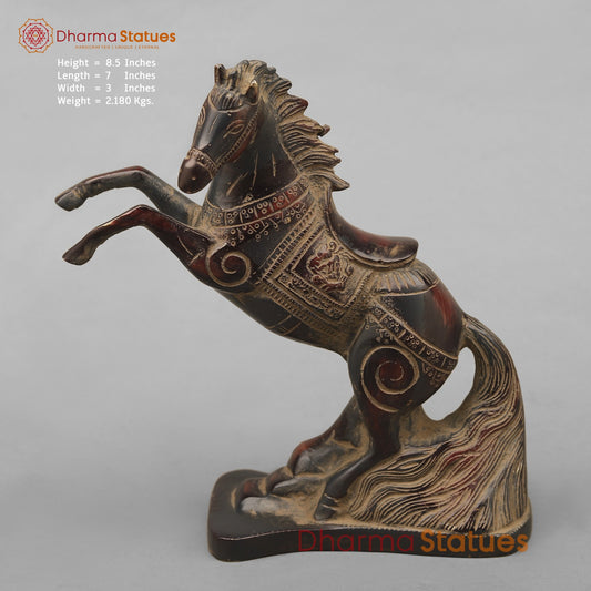 Brass Horse Jumping Showpiece, Copper Antique finish 8.5”