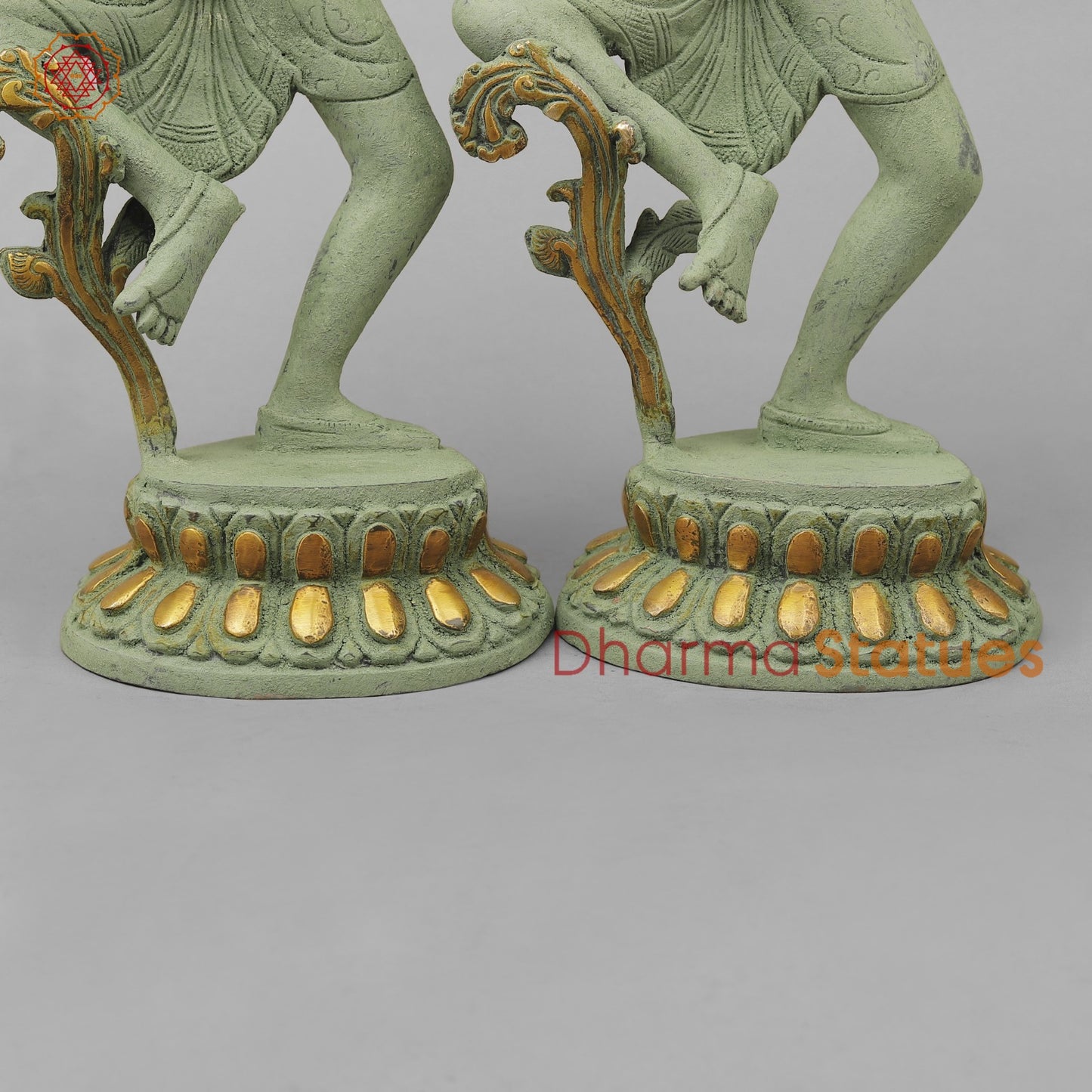 Brass Shiva Parwati Dancing Gracefully, Green Antique finish 17”