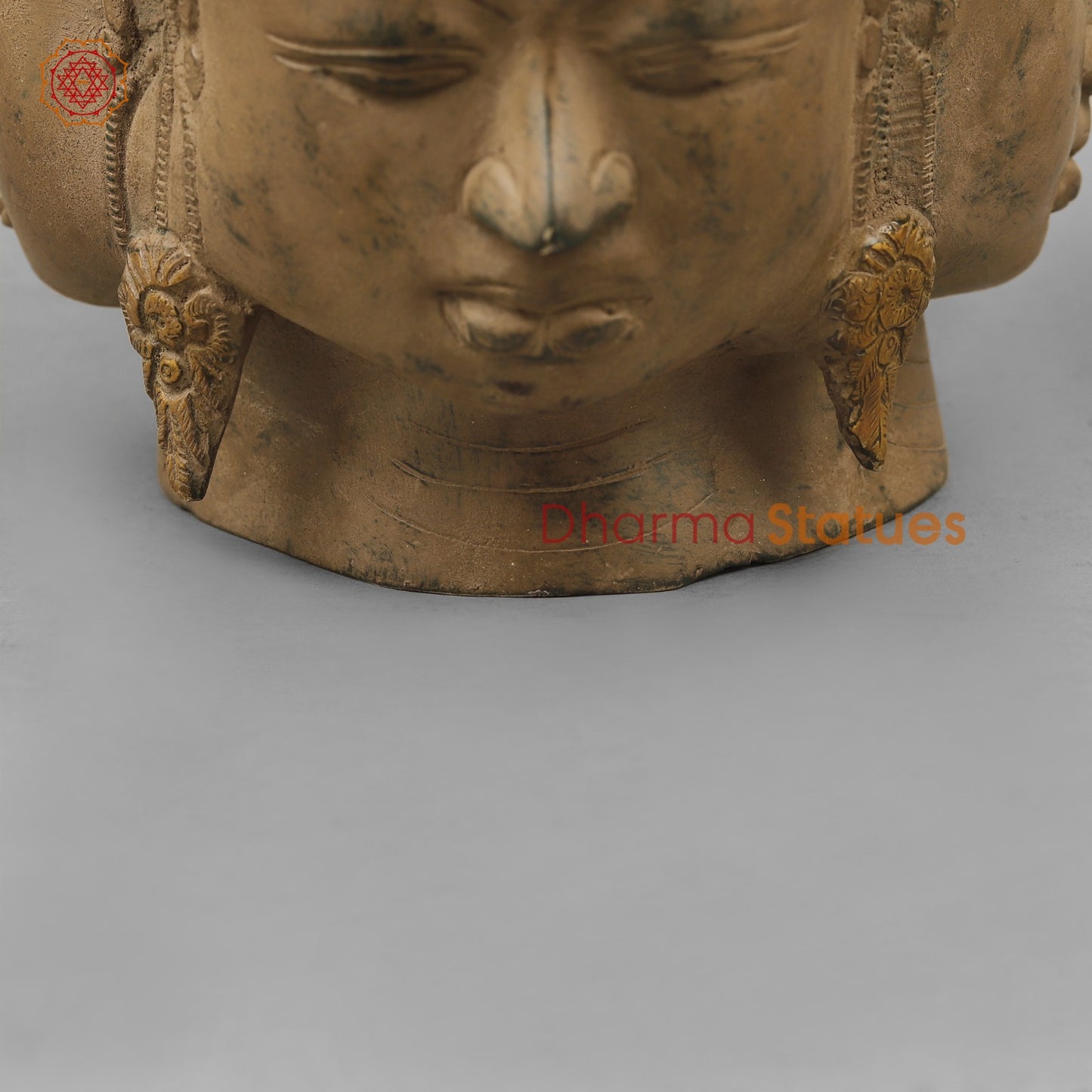 Brass Shiva Head (Mukhlingam), Antique Finish 13”