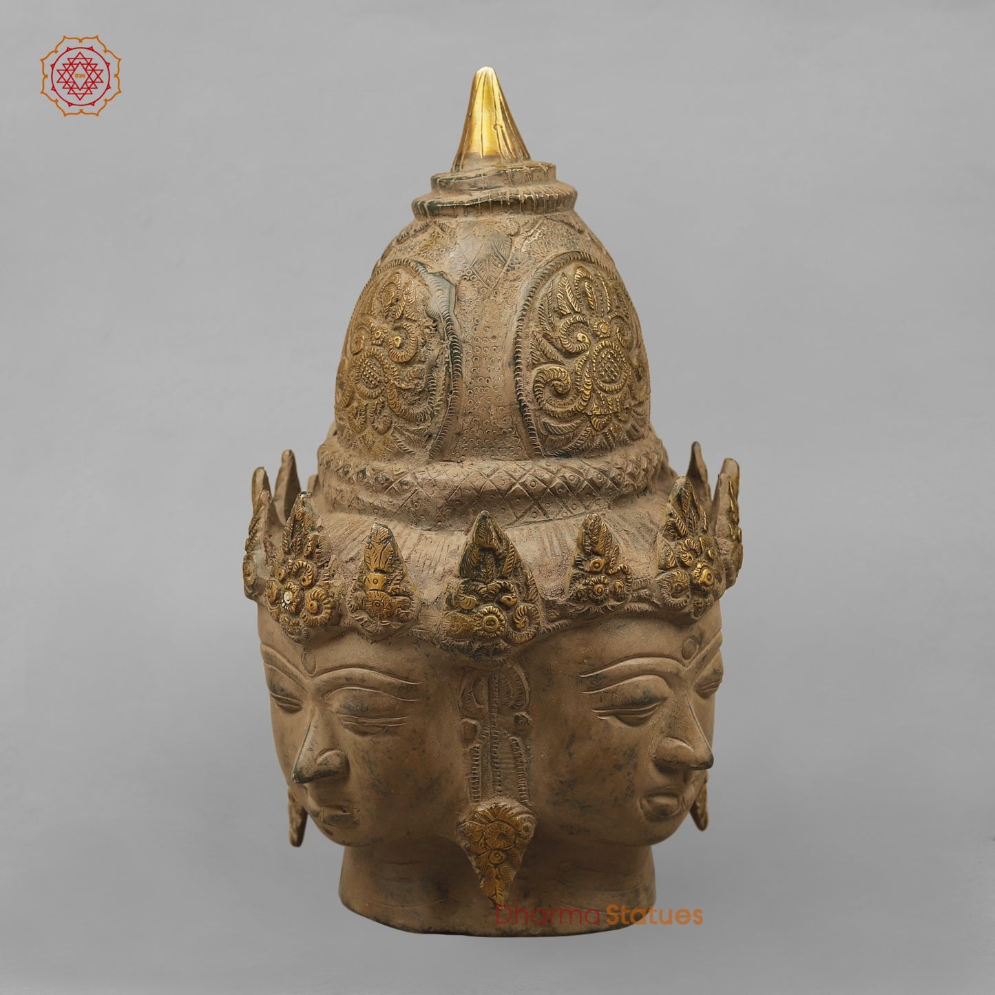 Brass Shiva Head (Mukhlingam), Antique Finish 13”
