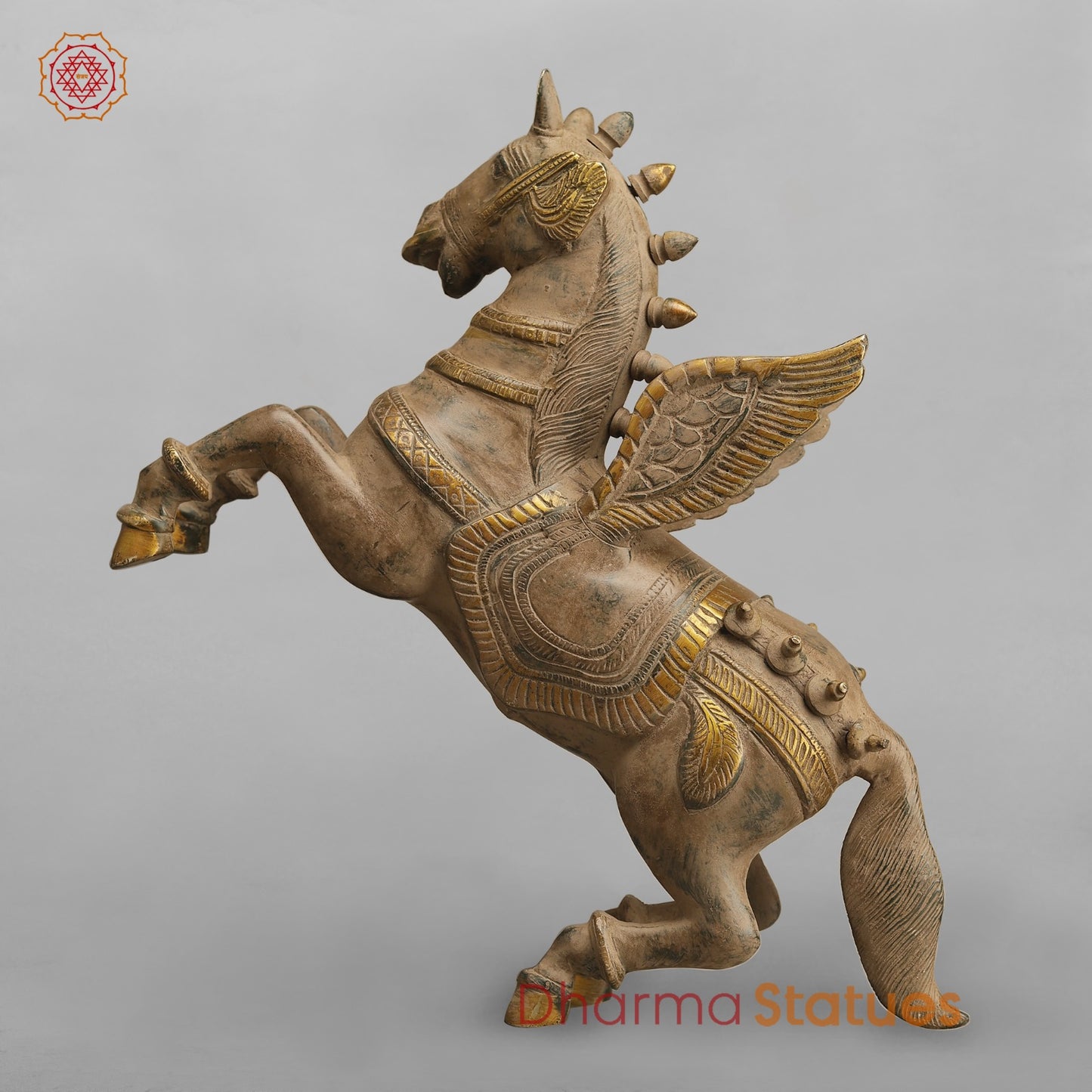 Brass Flying Horse Fine, Antique Finish 11”