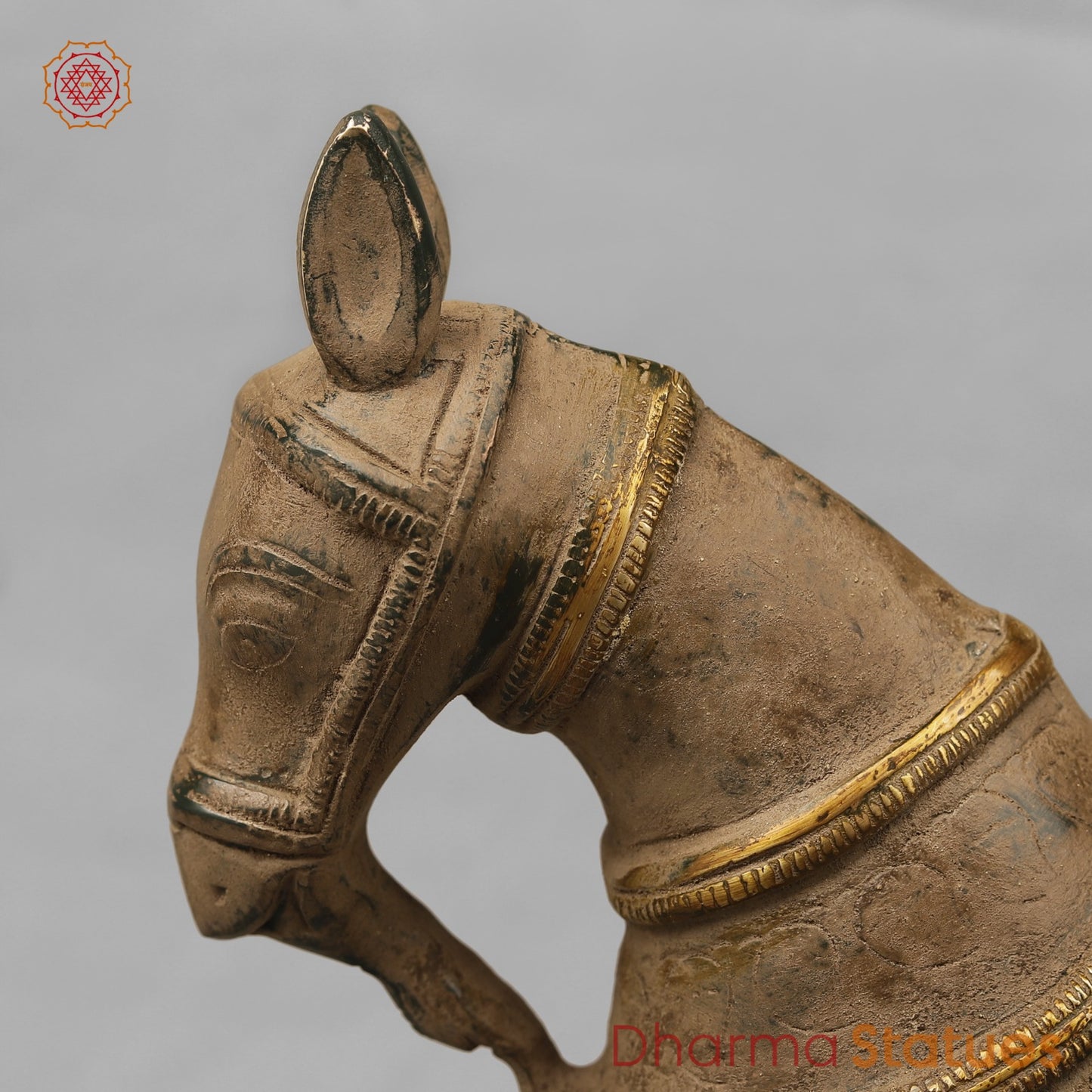 Brass Vintage Horse Fine, Antique Finish 12.5”