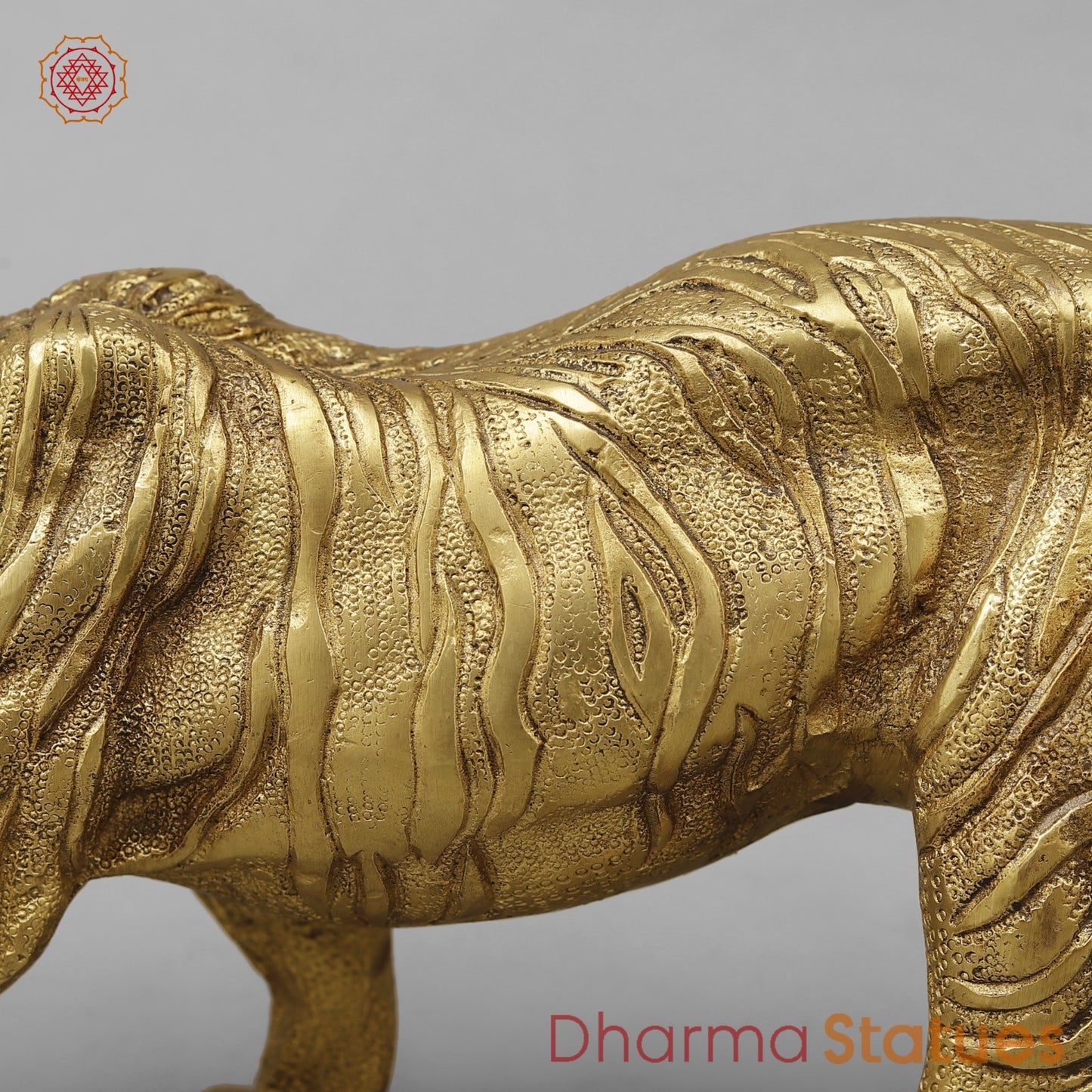 Brass Royal And Majestic Bengal Tiger, Golden Finish 13”