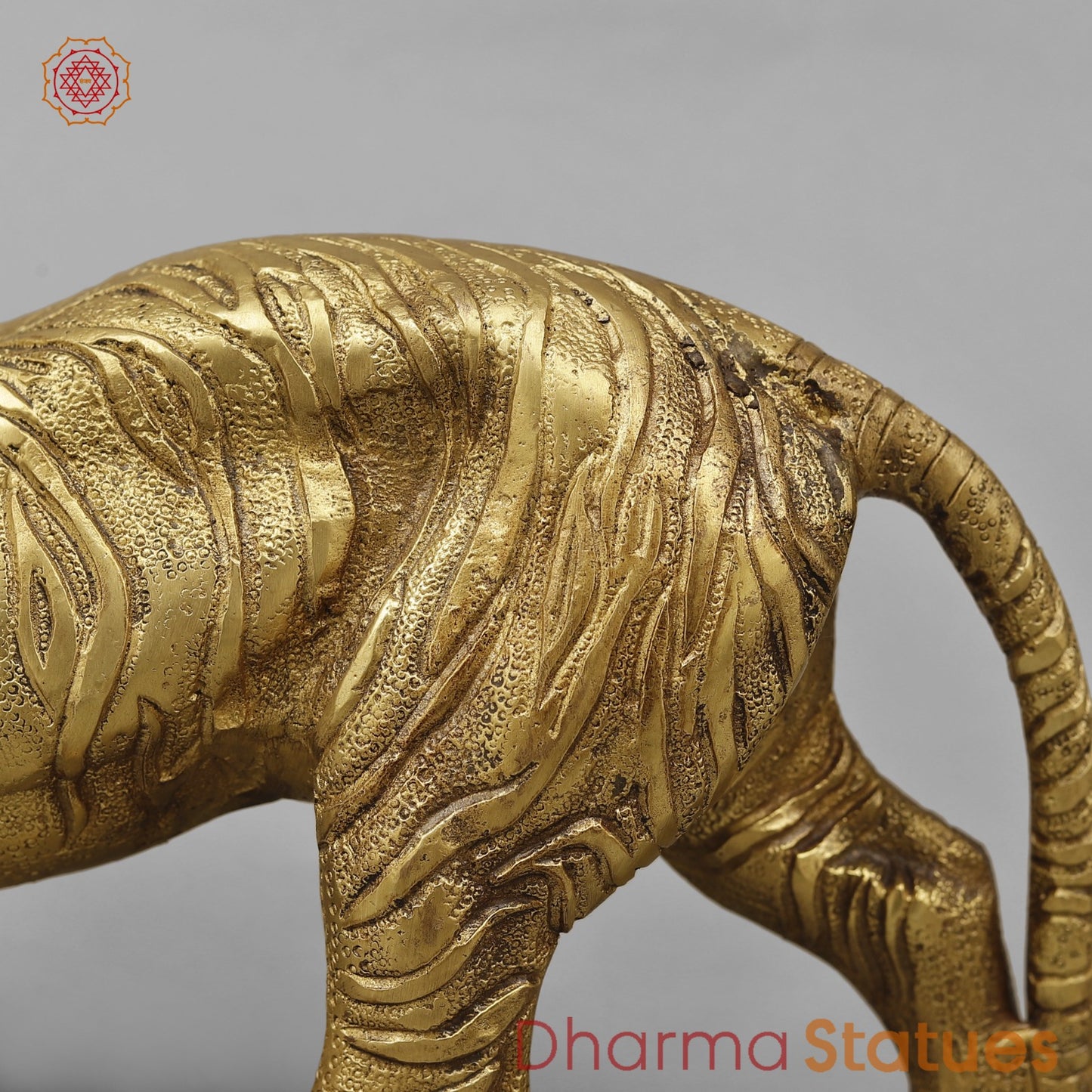 Brass Royal And Majestic Bengal Tiger, Golden Finish 13”