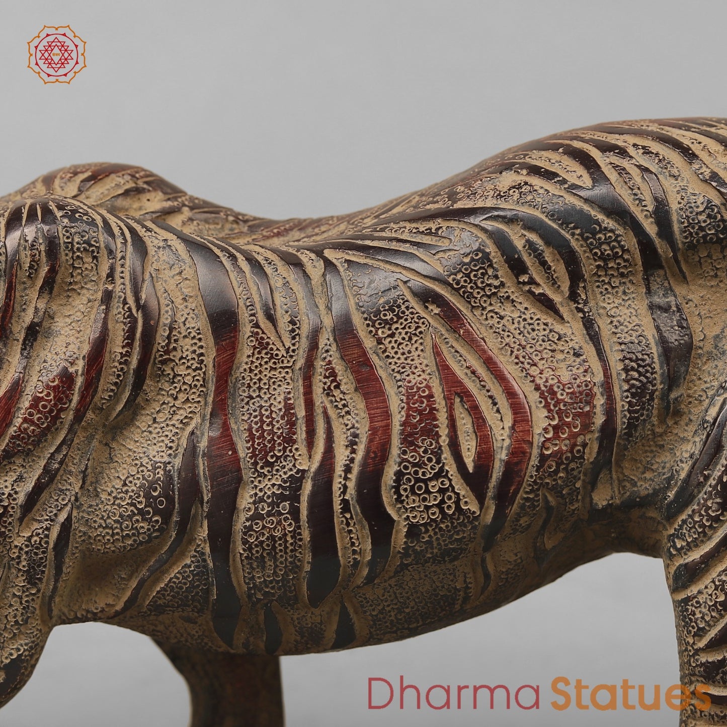 Brass Royal And Majestic Bengal Tiger, Antique Finish 13”