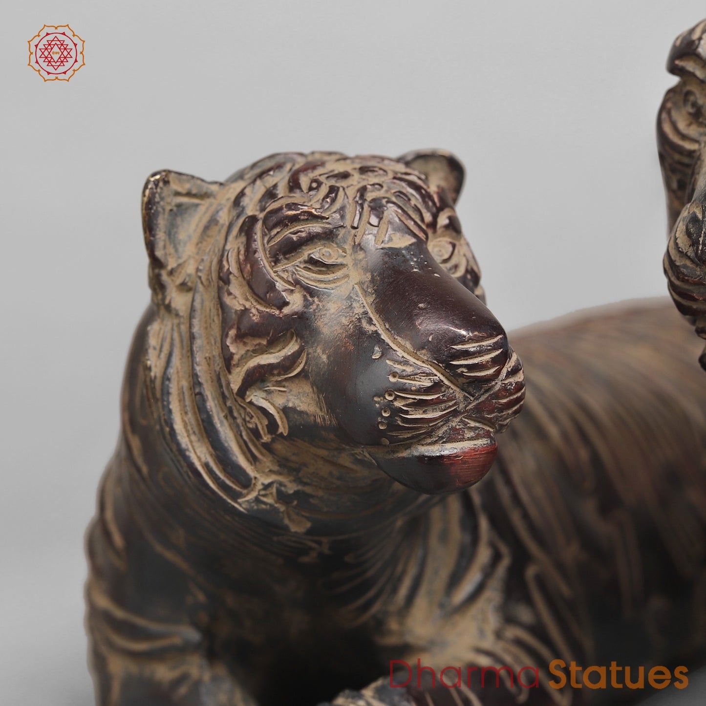 Brass Tiger Couple Resting , Antique Finish 12”